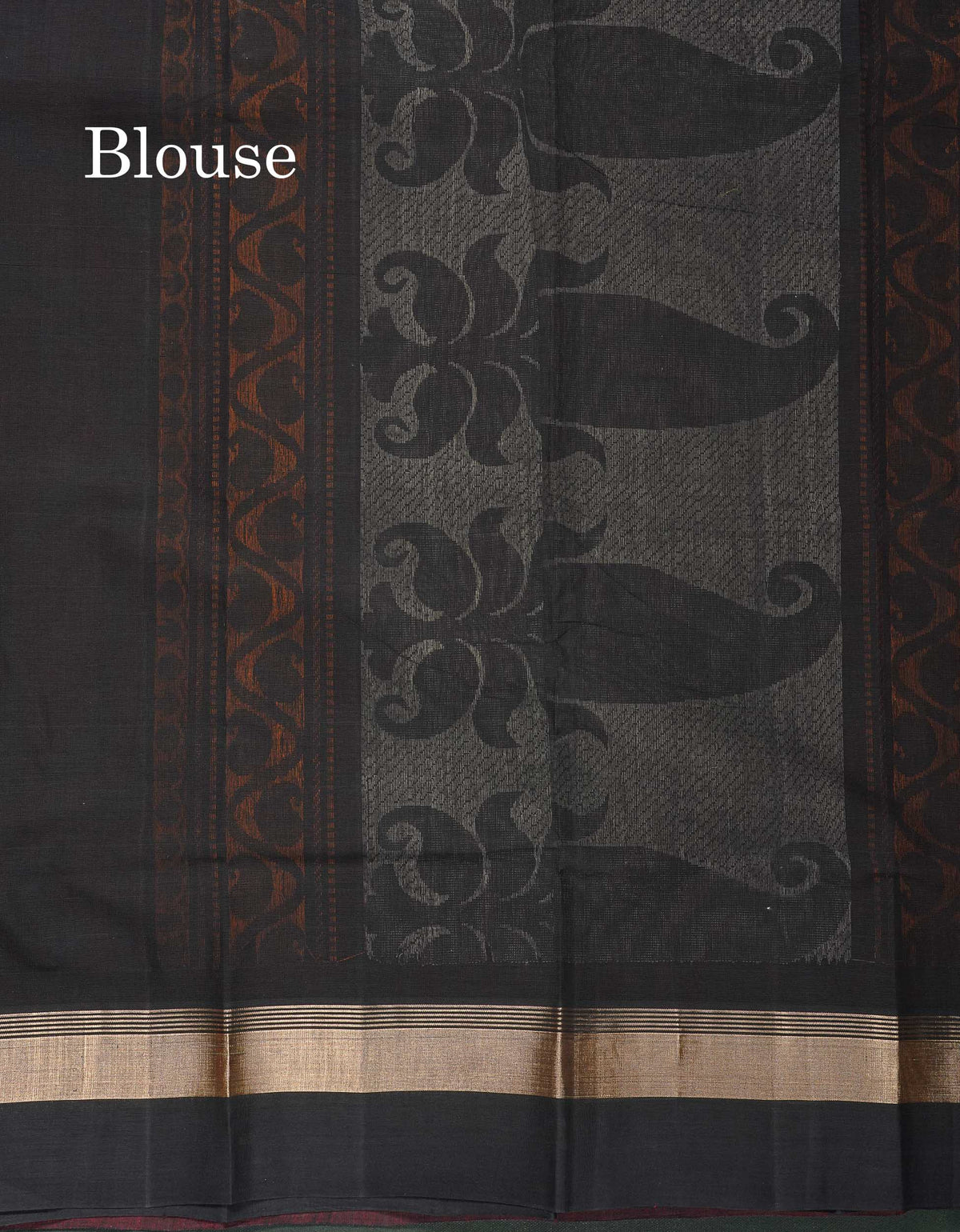 Handloom Pure Cotton Saree - Dual Tone Red Colour Body With Contrast Black Blouse