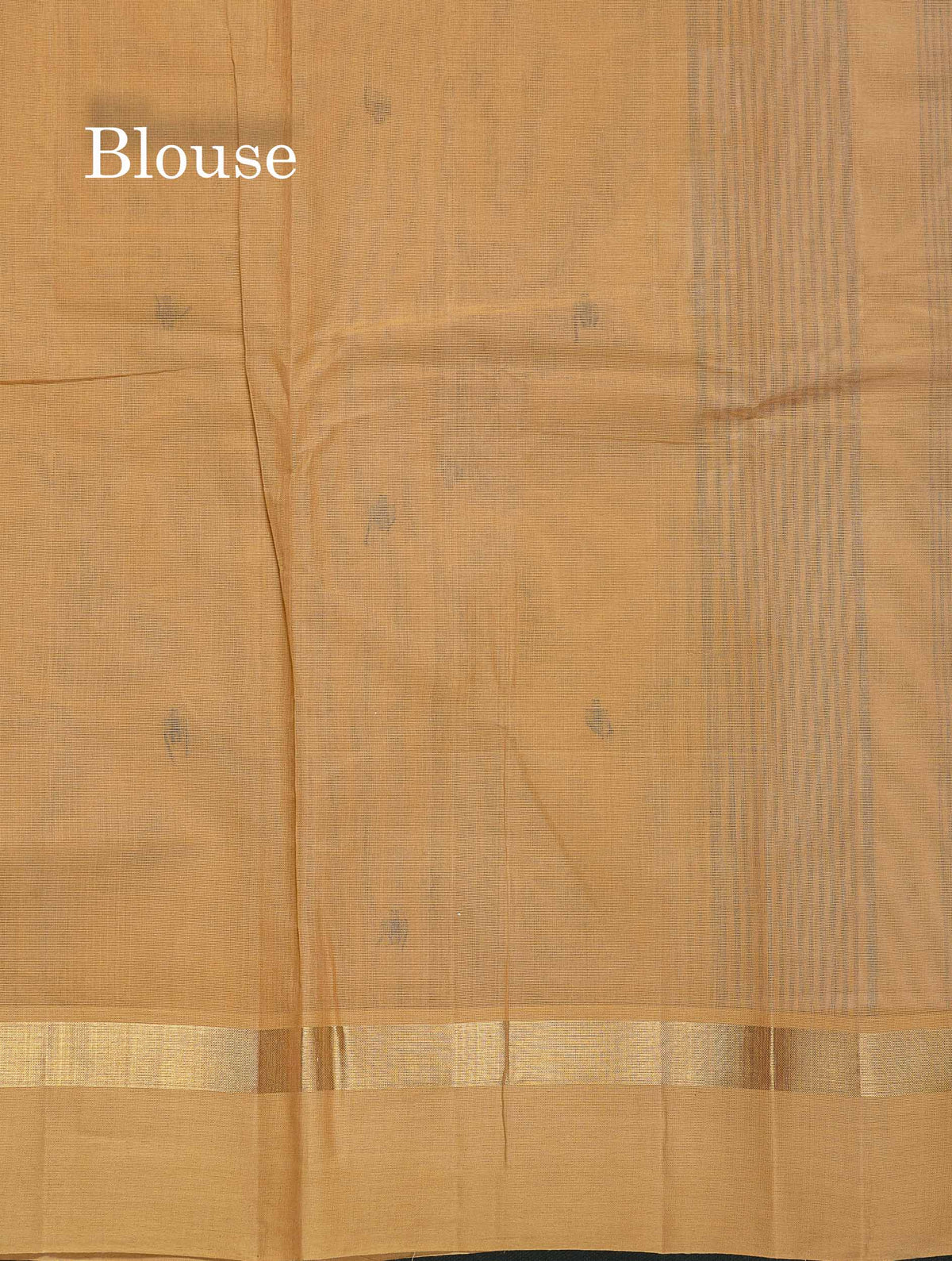 Handloom Pure Cotton Saree - Light Beige Colour Body With Contrast Chocolate Brown Blouse
