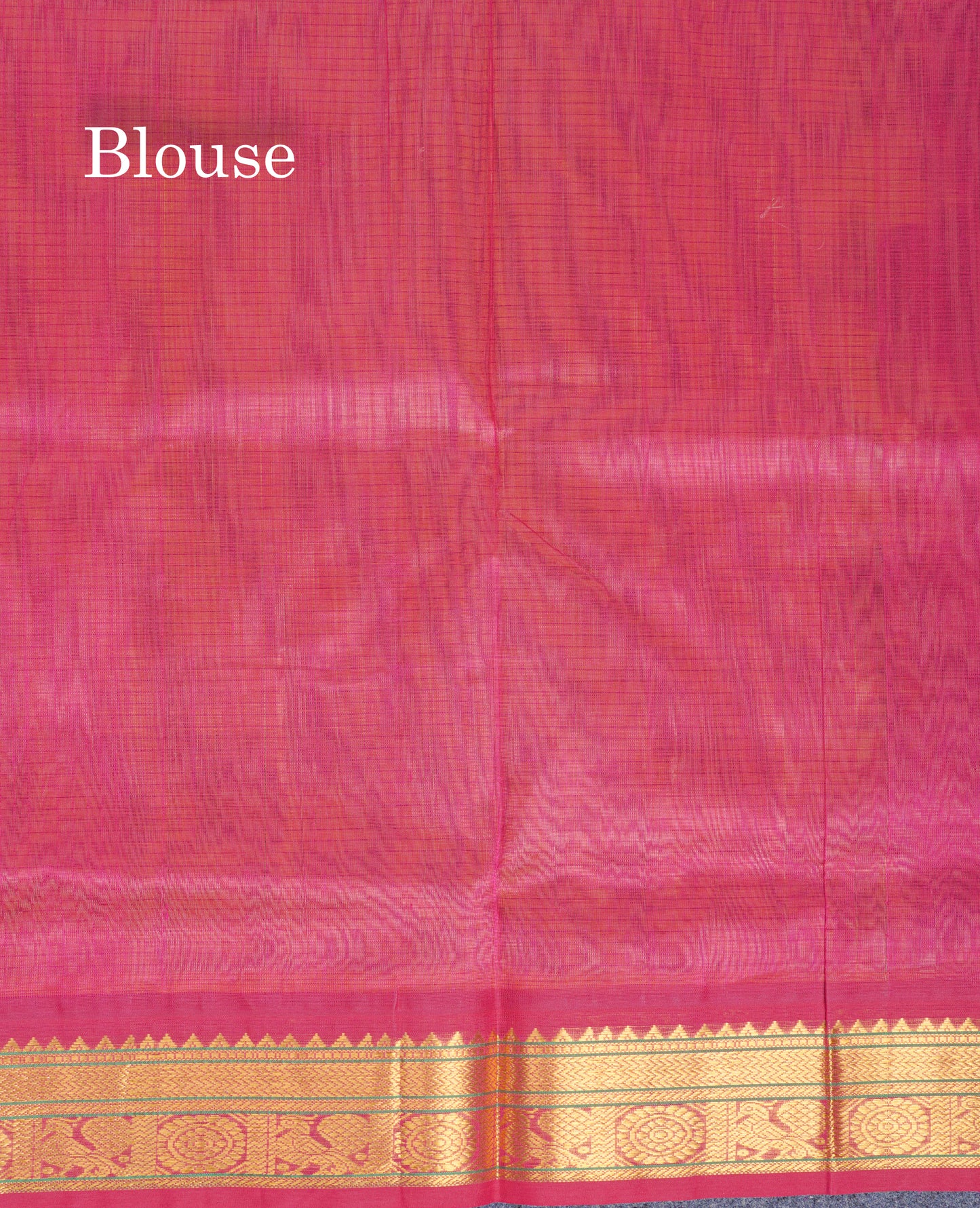 Dark Sandal Tiny Checks Pure Silk Cotton Saree With Contrast Magenta Traditional Border