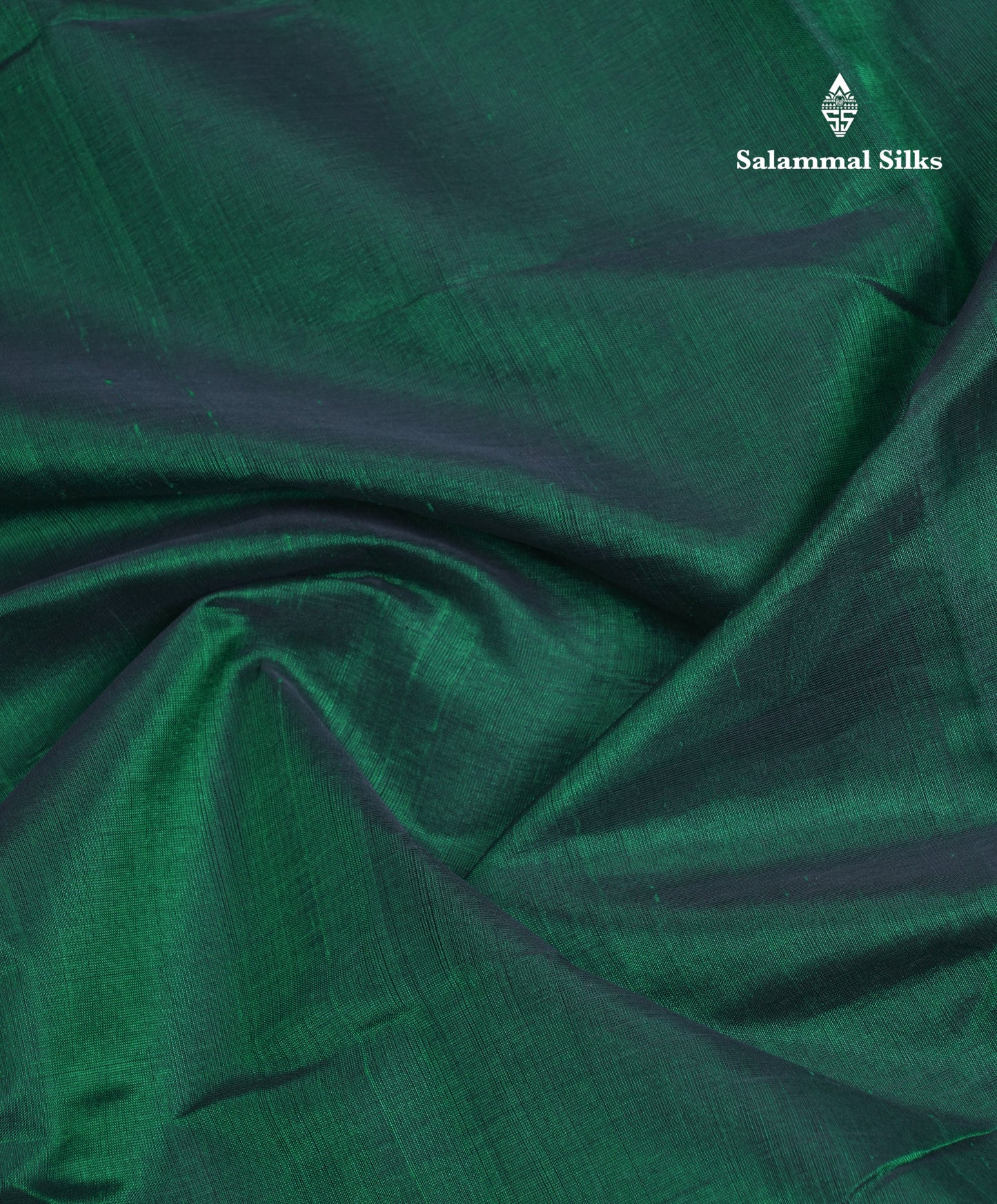 Bottle Green Plain Pure Silk Cotton Saree With Contrast Sky Blue Blouse