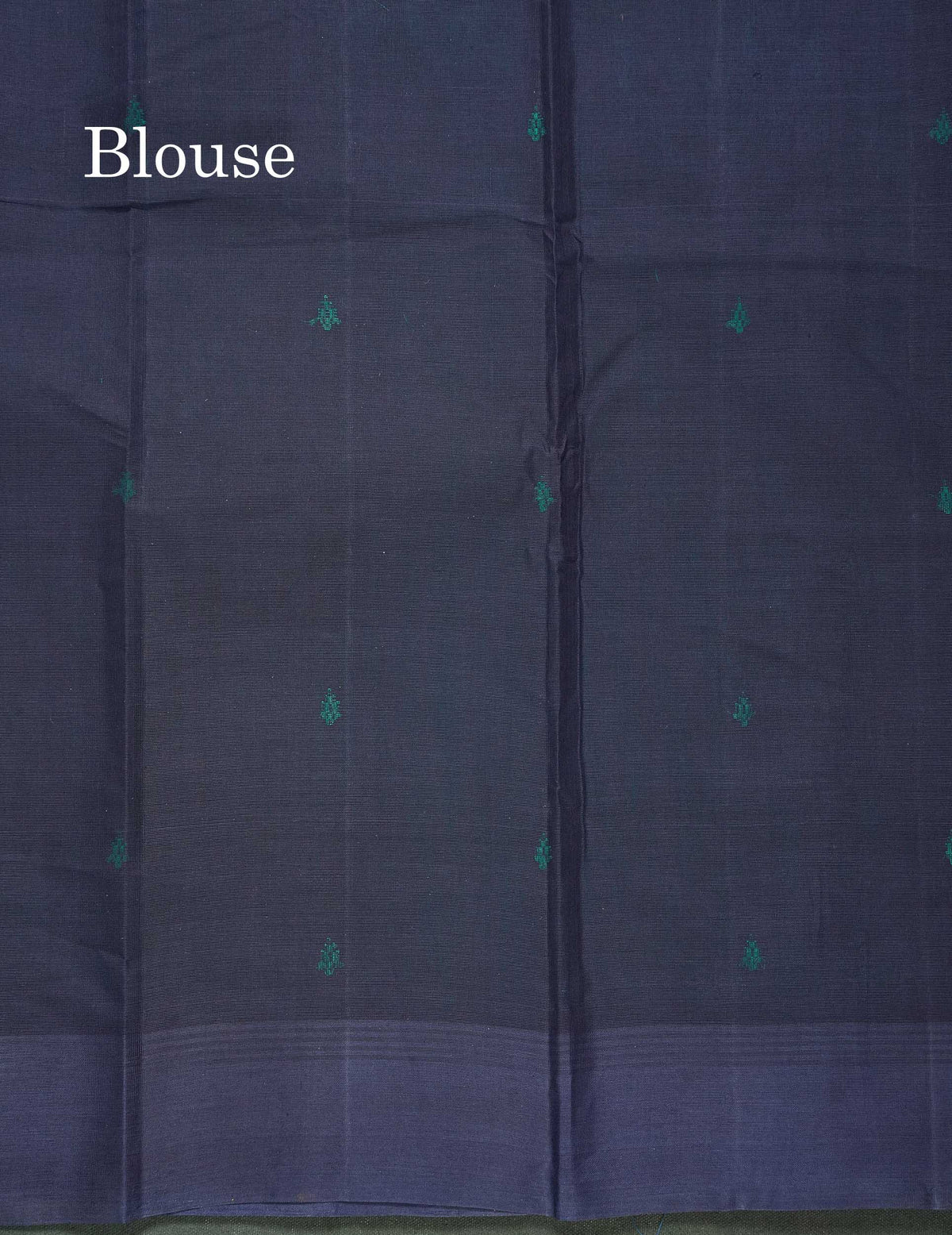 Handloom Pure Cotton Saree - Grey Colour Body With Contrast Dark Navy Blue Blouse