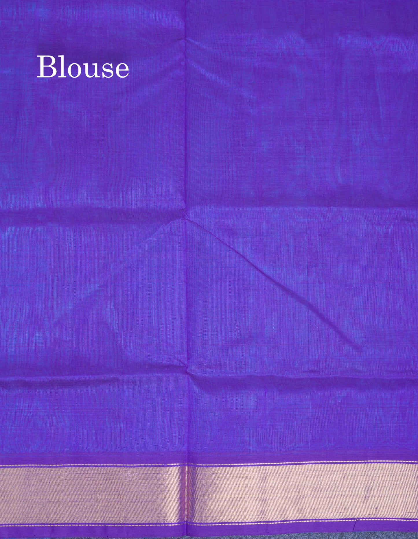 Aanada Blue Plain Pure Silk Cotton Saree With Contrast Violet Blouse