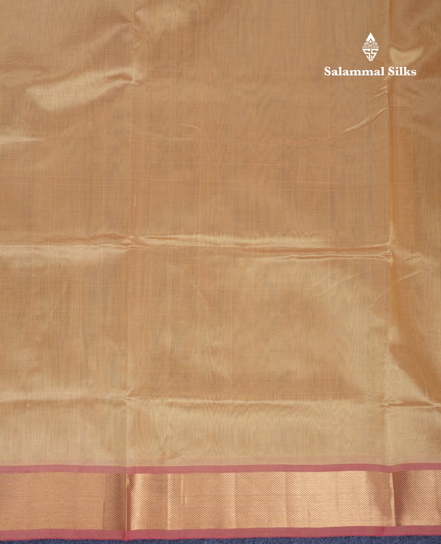 Sandal Plain Pure Silk Cotton Saree With Contrast Red Blouse