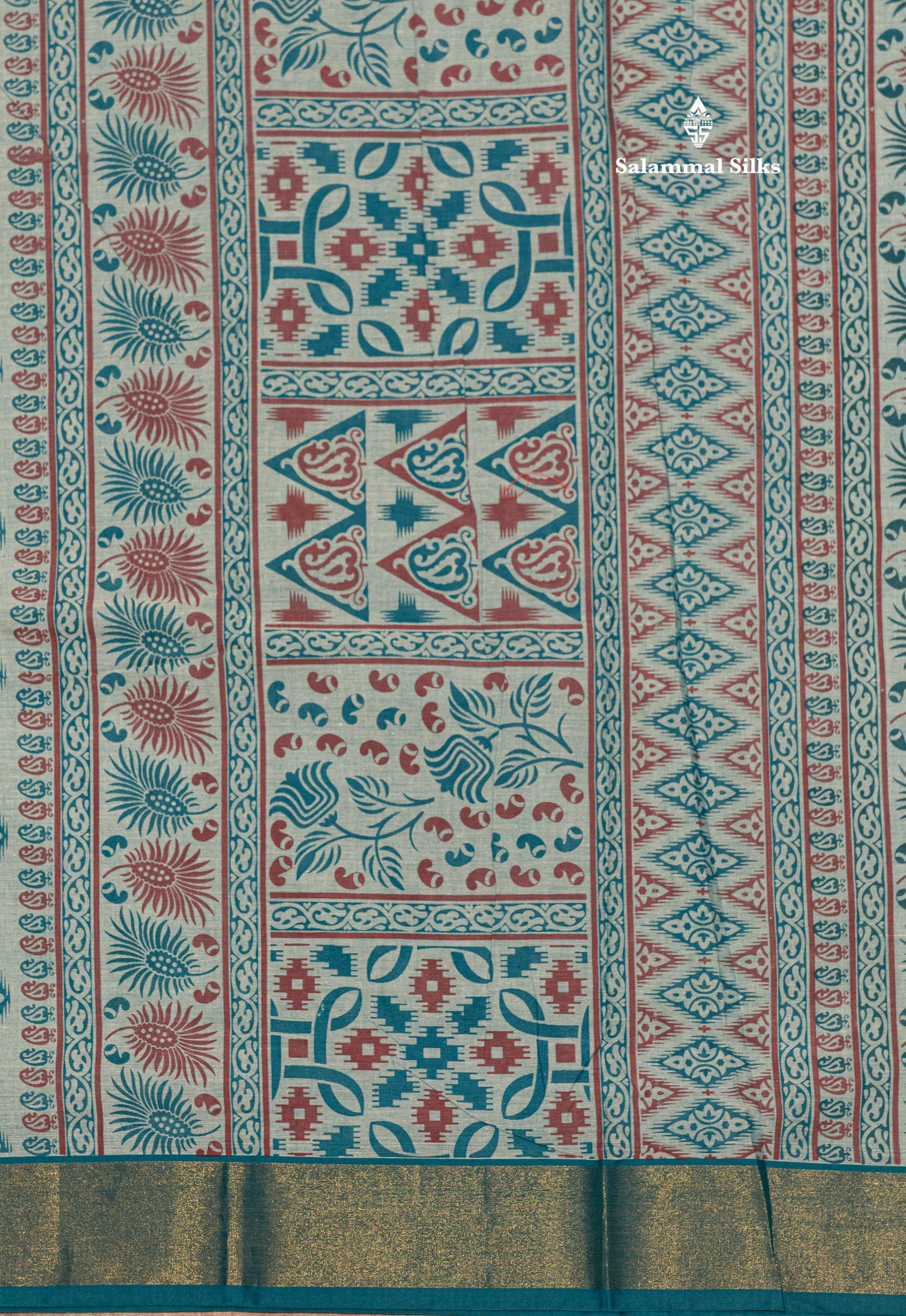 Pastel Blue Colour Printed Pure Cotton Saree With Ribbon Border