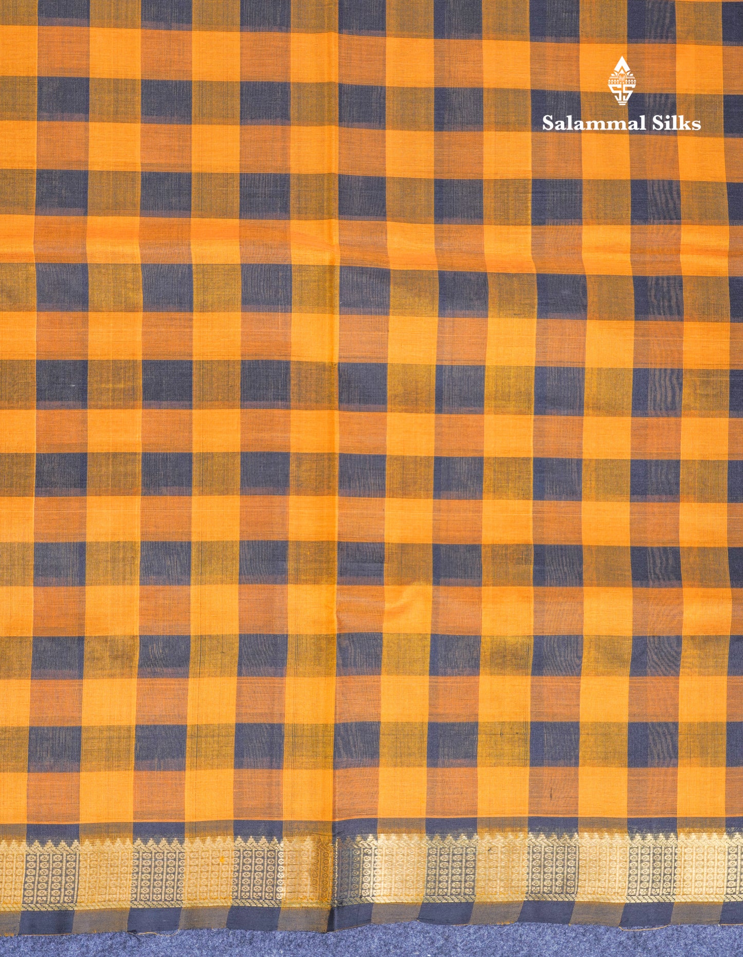 Beautiful Paalum Pazham Checks Pure Silk Cotton Saree With Contrast Black Blouse