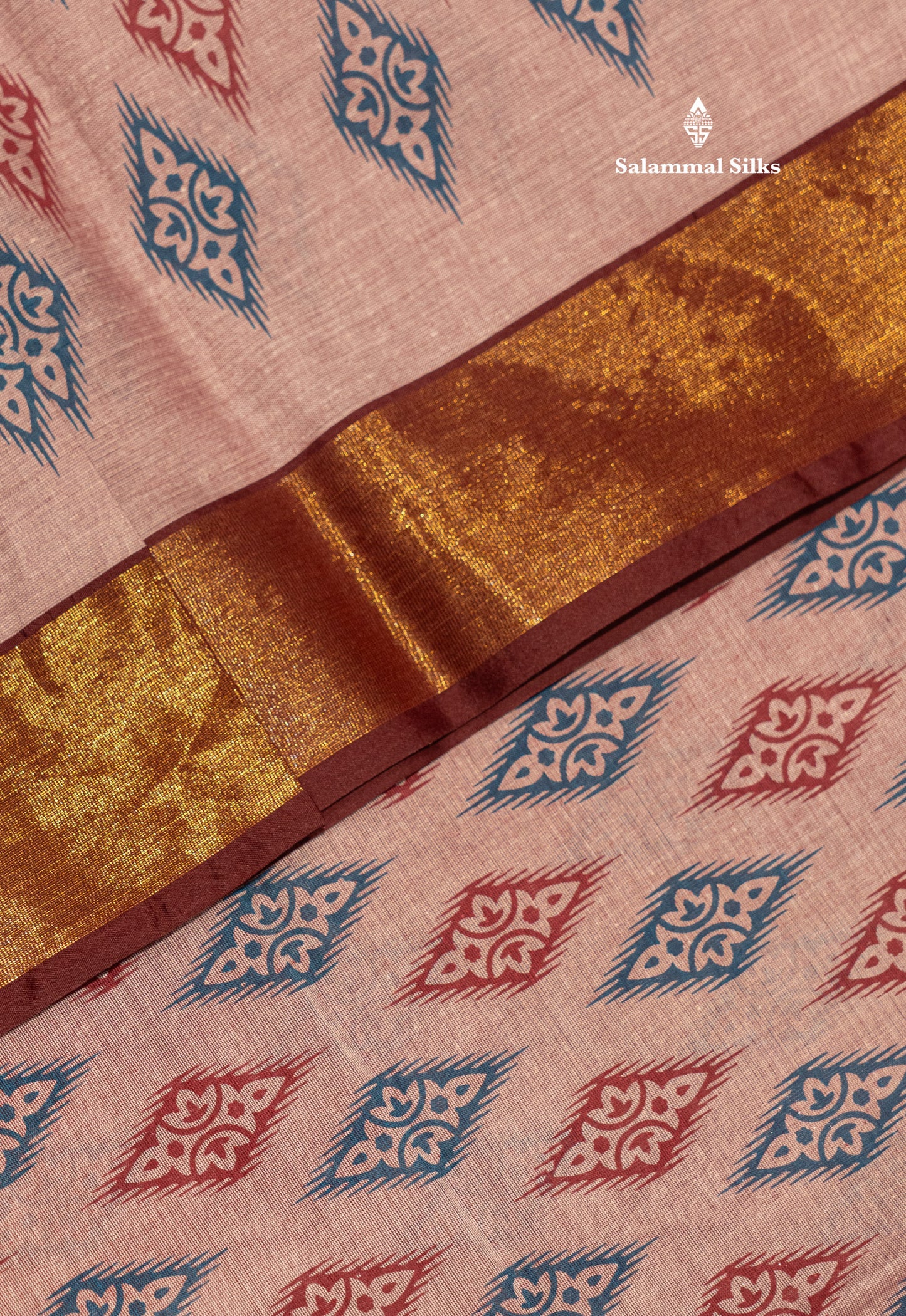 Pastel Blue Colour Printed Pure Cotton Saree With Ribbon Border