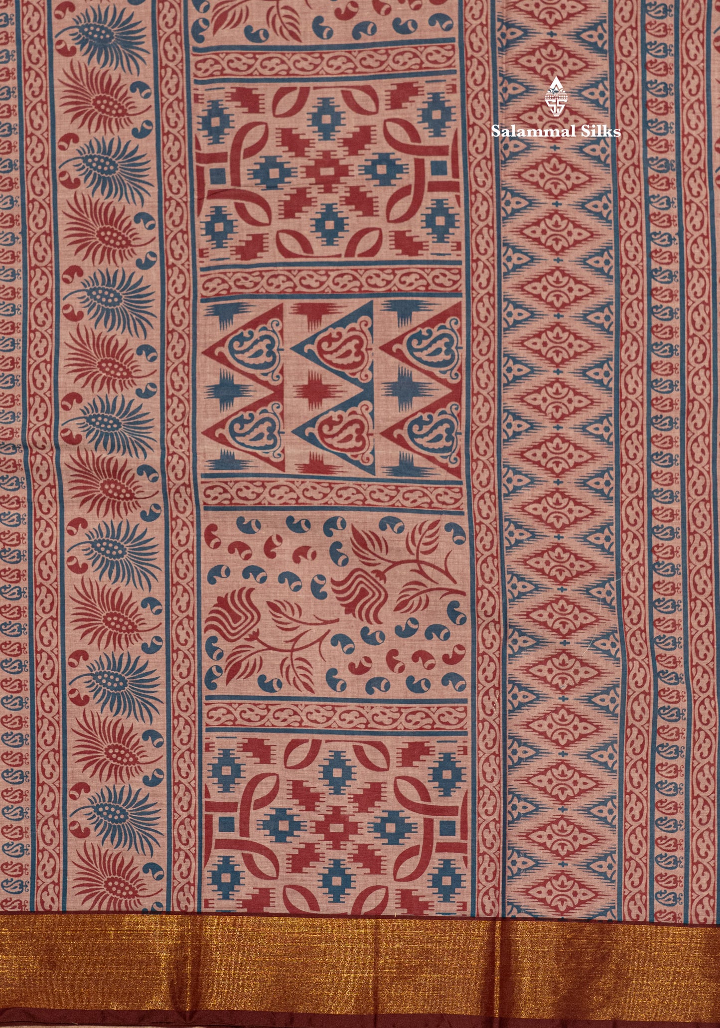 Pastel Blue Colour Printed Pure Cotton Saree With Ribbon Border