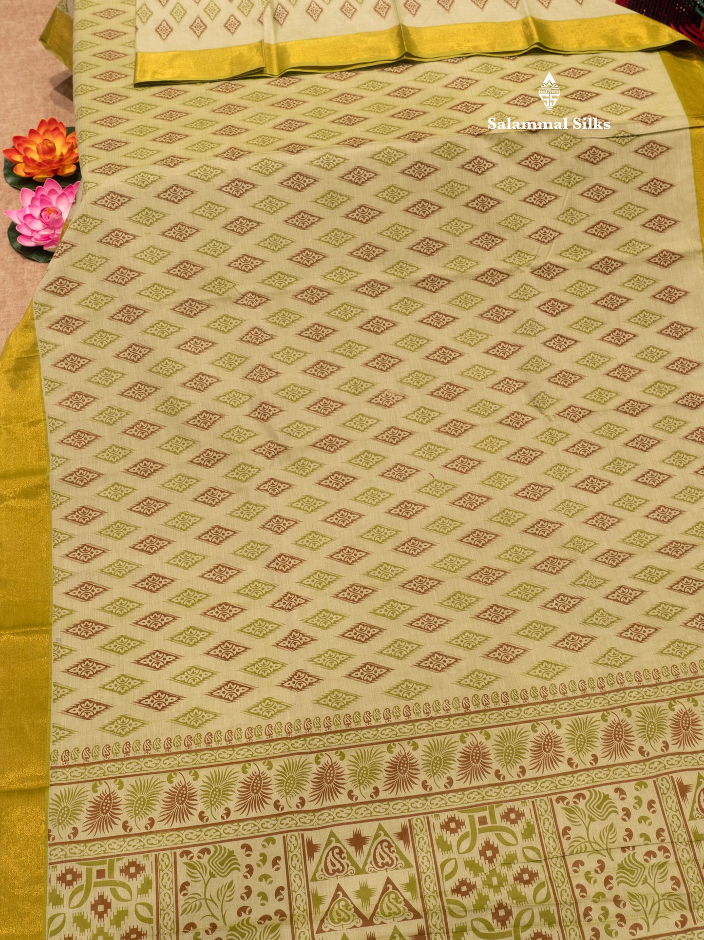 Pastel Blue Colour Printed Pure Cotton Saree With Ribbon Border