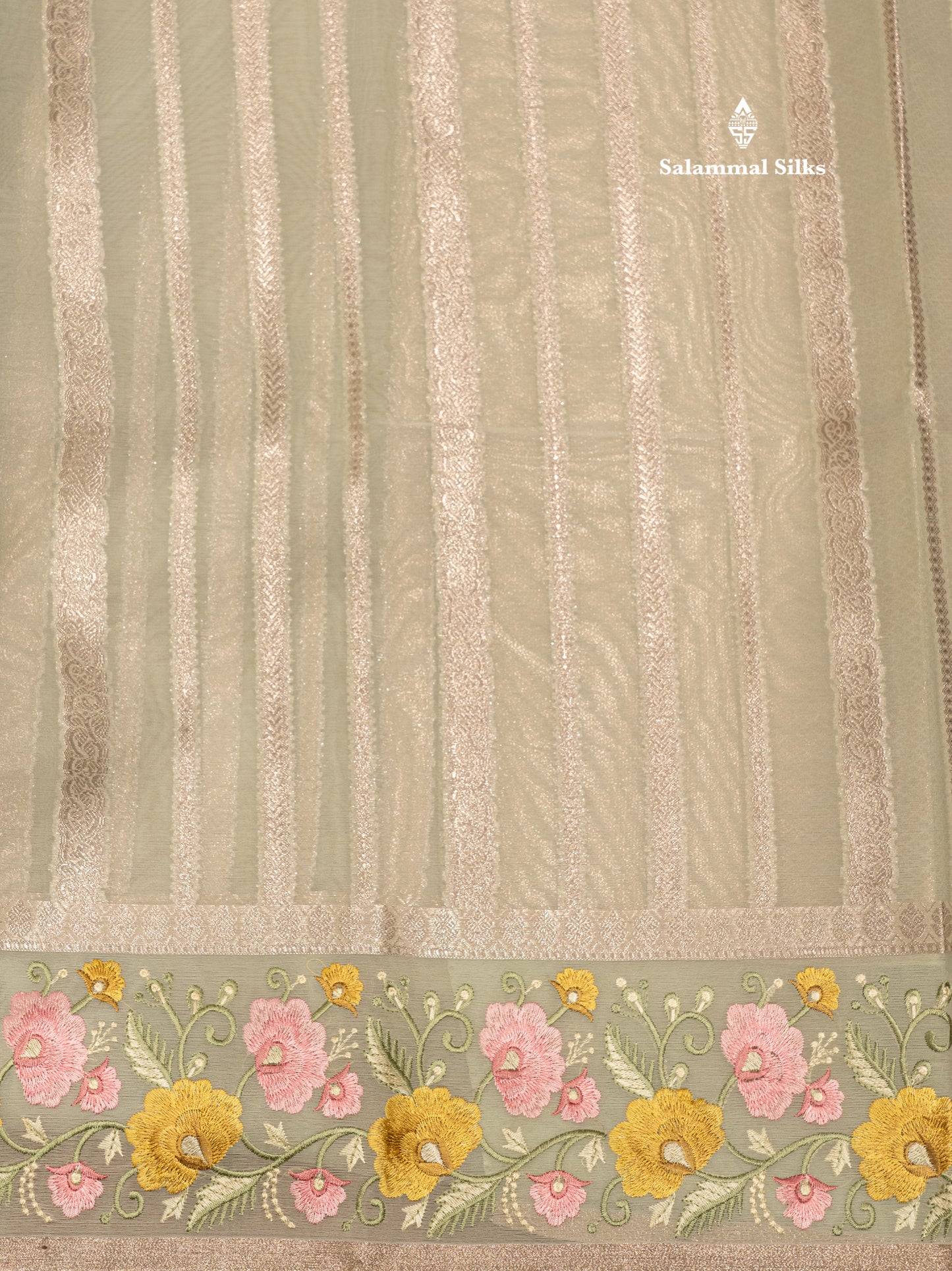 Pista Green Colour Semi Organza Saree With Embroidery Border
