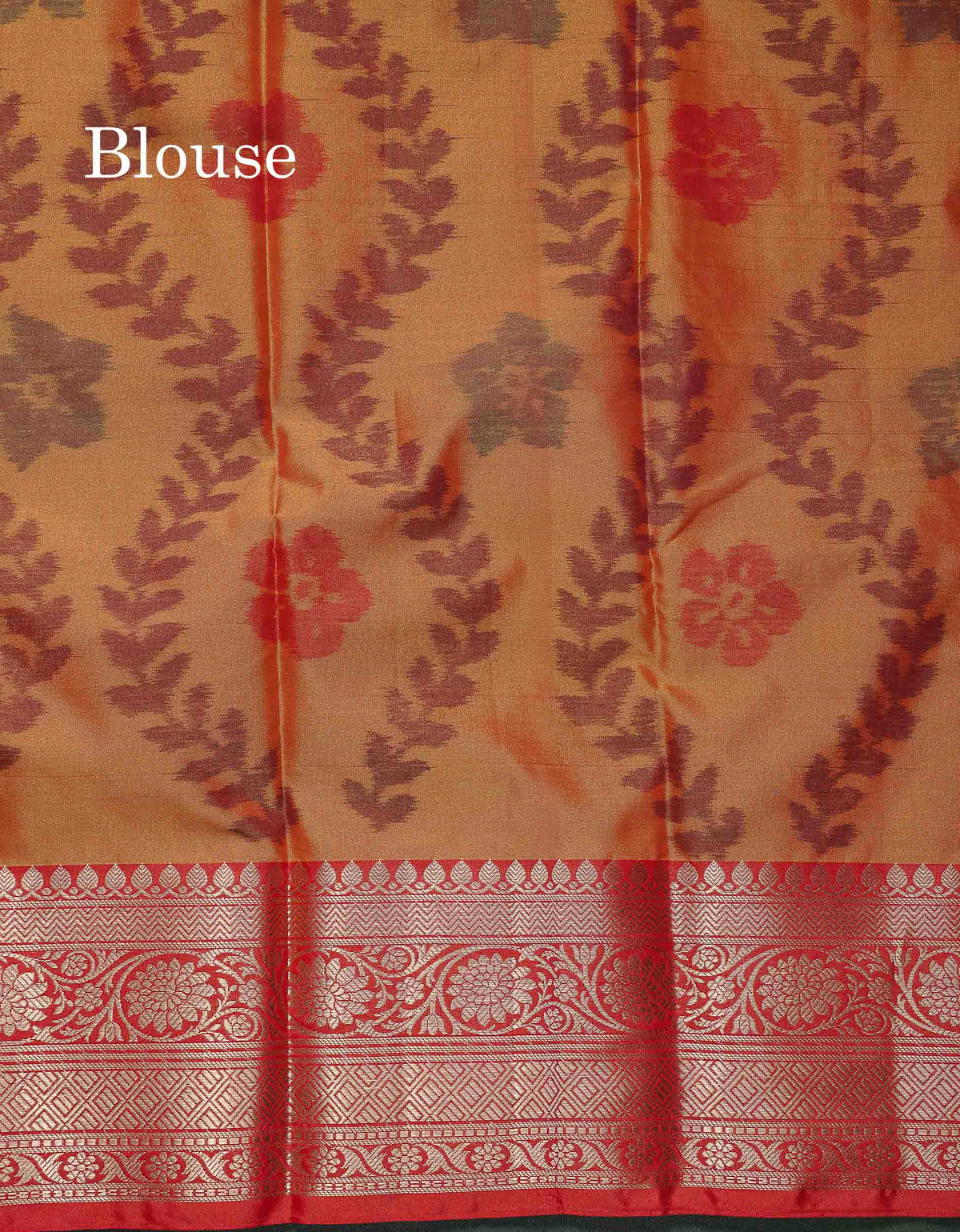 Semi Silk Saree - Dual Tone Blue Colour Body Pochampally Design With Contrast Brown Blouse