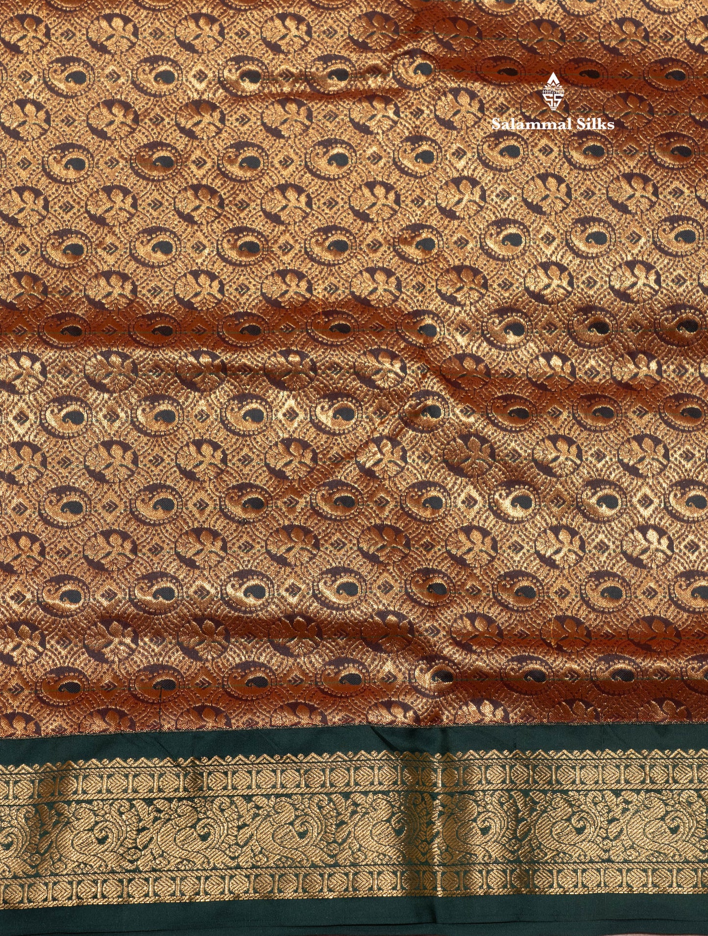 9 Yards Semi Silk Saree Army Green Colour with Pink Border