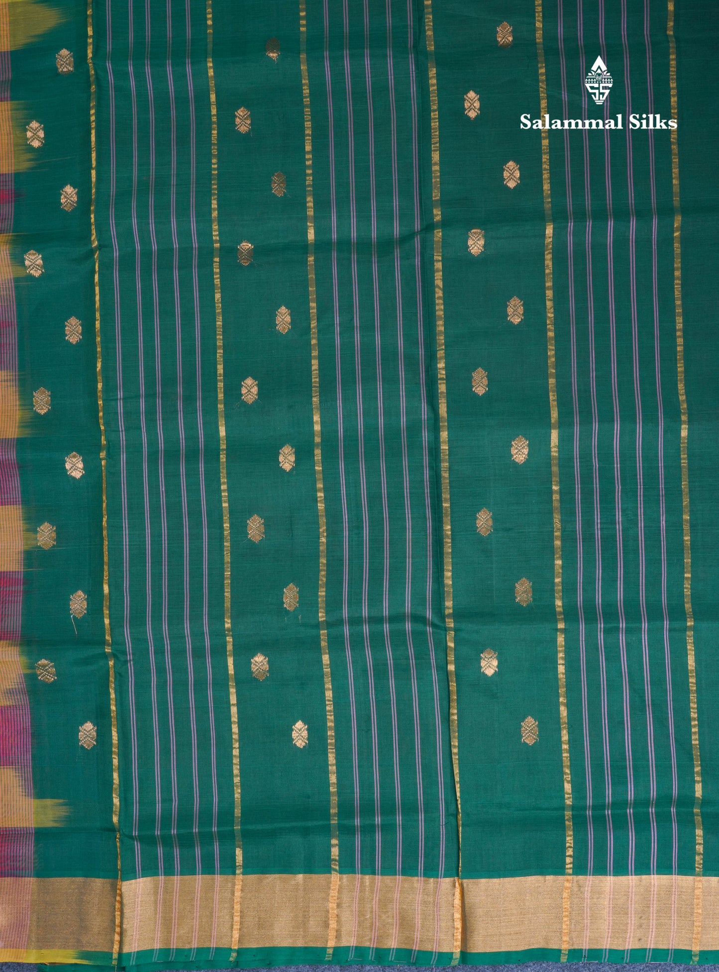 Beautiful Paalum Pazham Checks Pure Silk Cotton Saree With Contrast Bottle Green Blouse