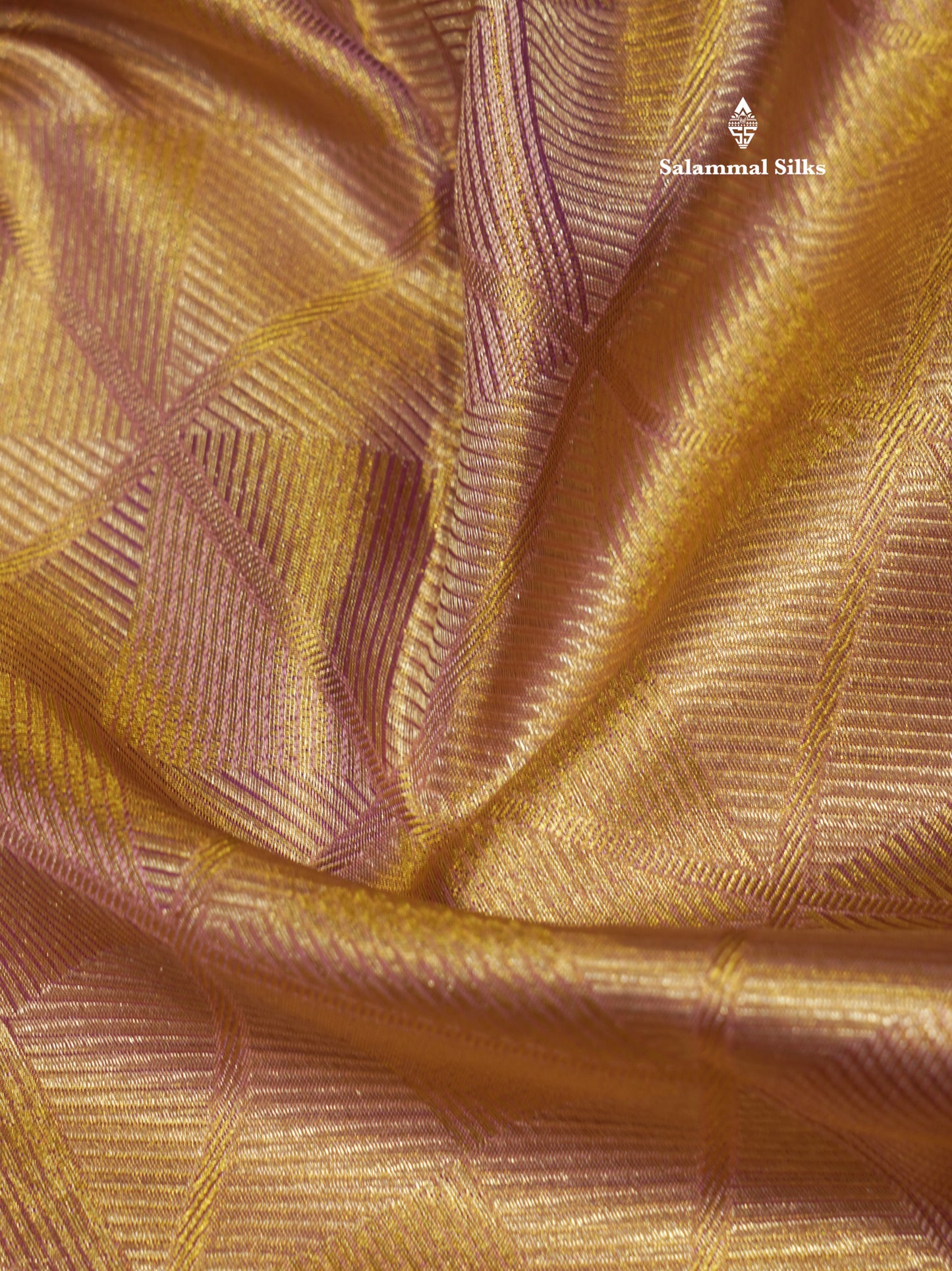 Copper Colour Tissue Pure Kanjivaram Silk Saree With Contrast Violet Border