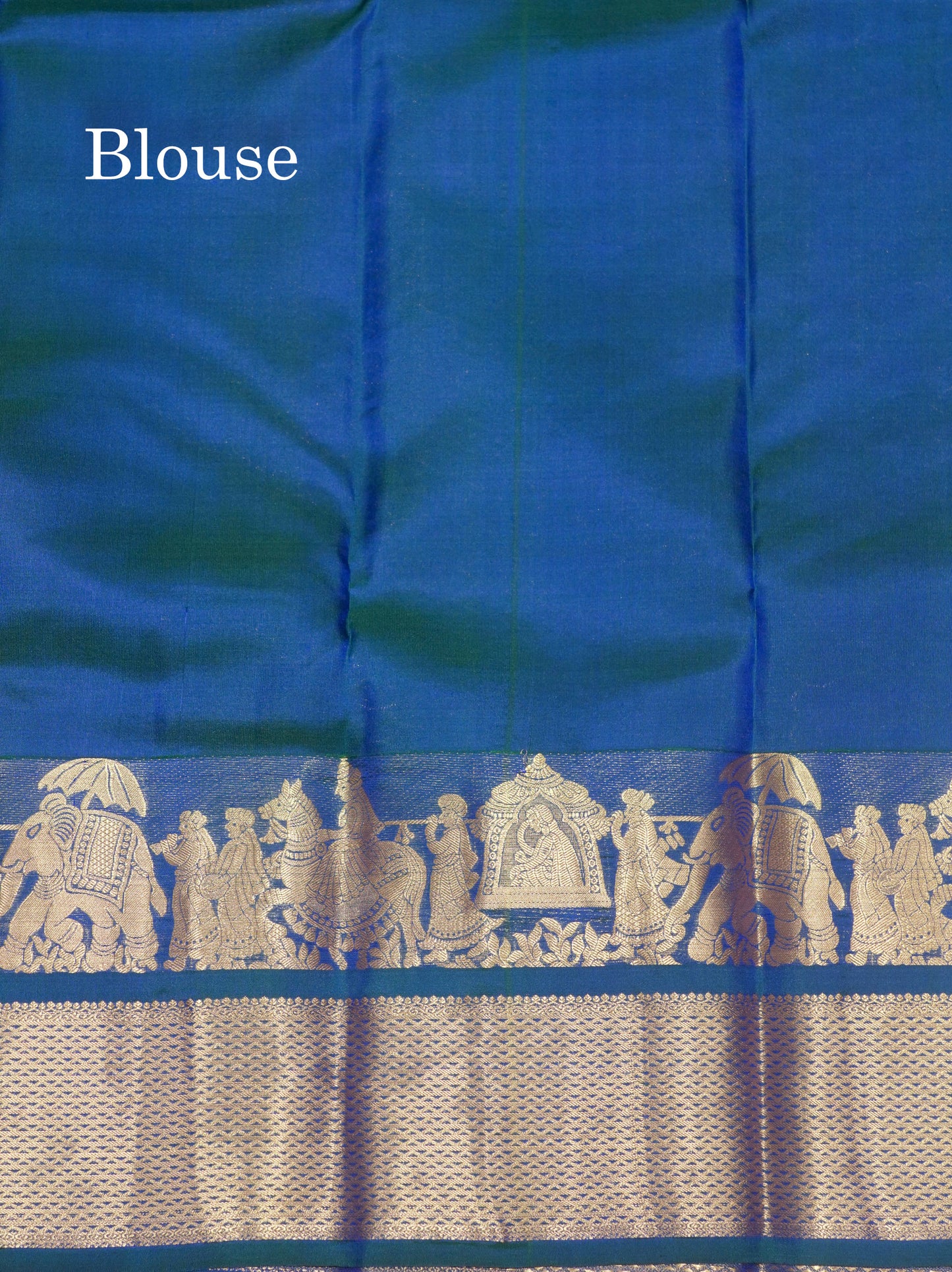 Peacock Blue Colour Pure Kanjivaram Silk Saree with Pallakku Border