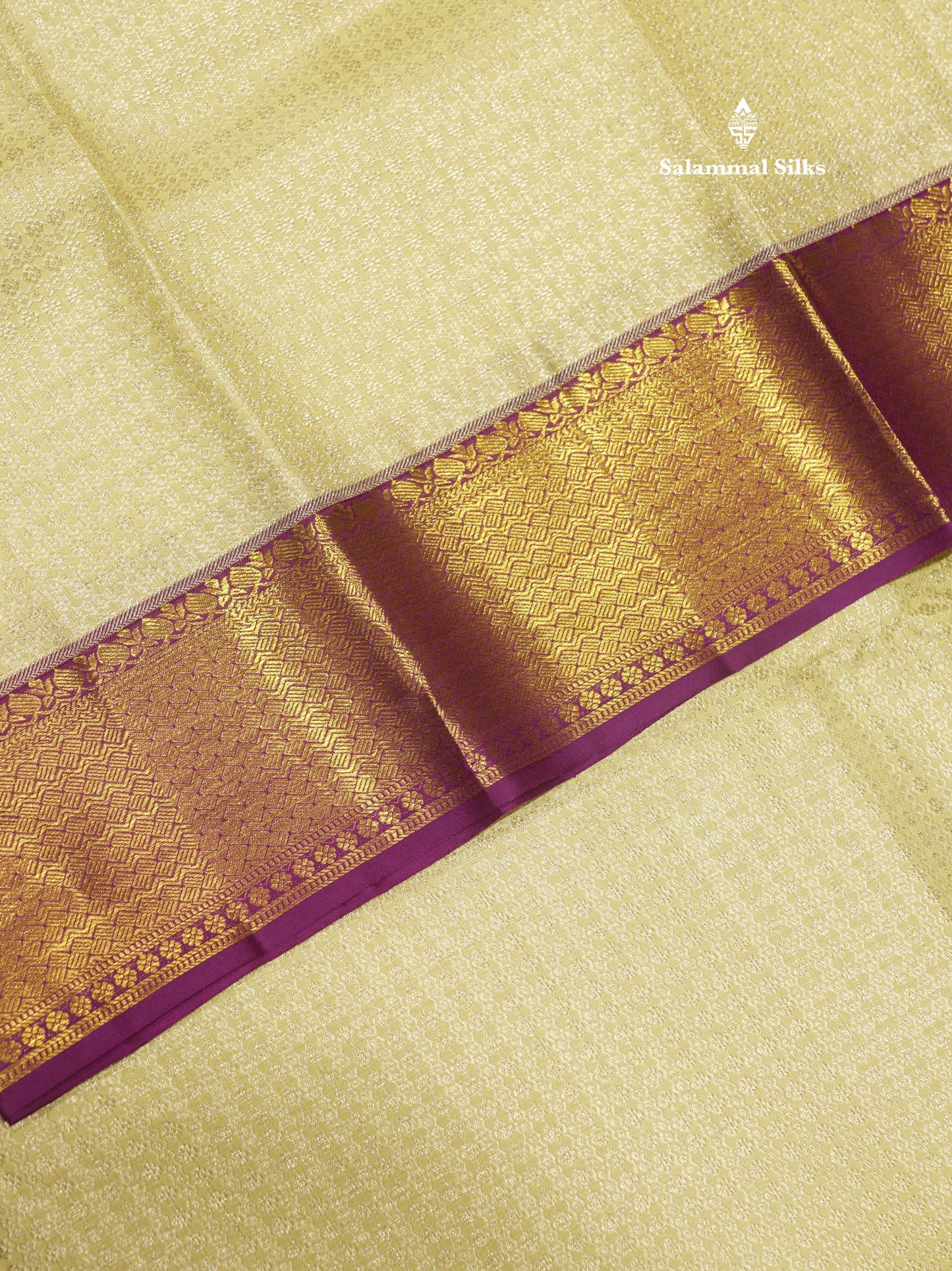 Pista Green Colour Pure Kanjivaram Silk Saree With Contrast Vadamalli Border