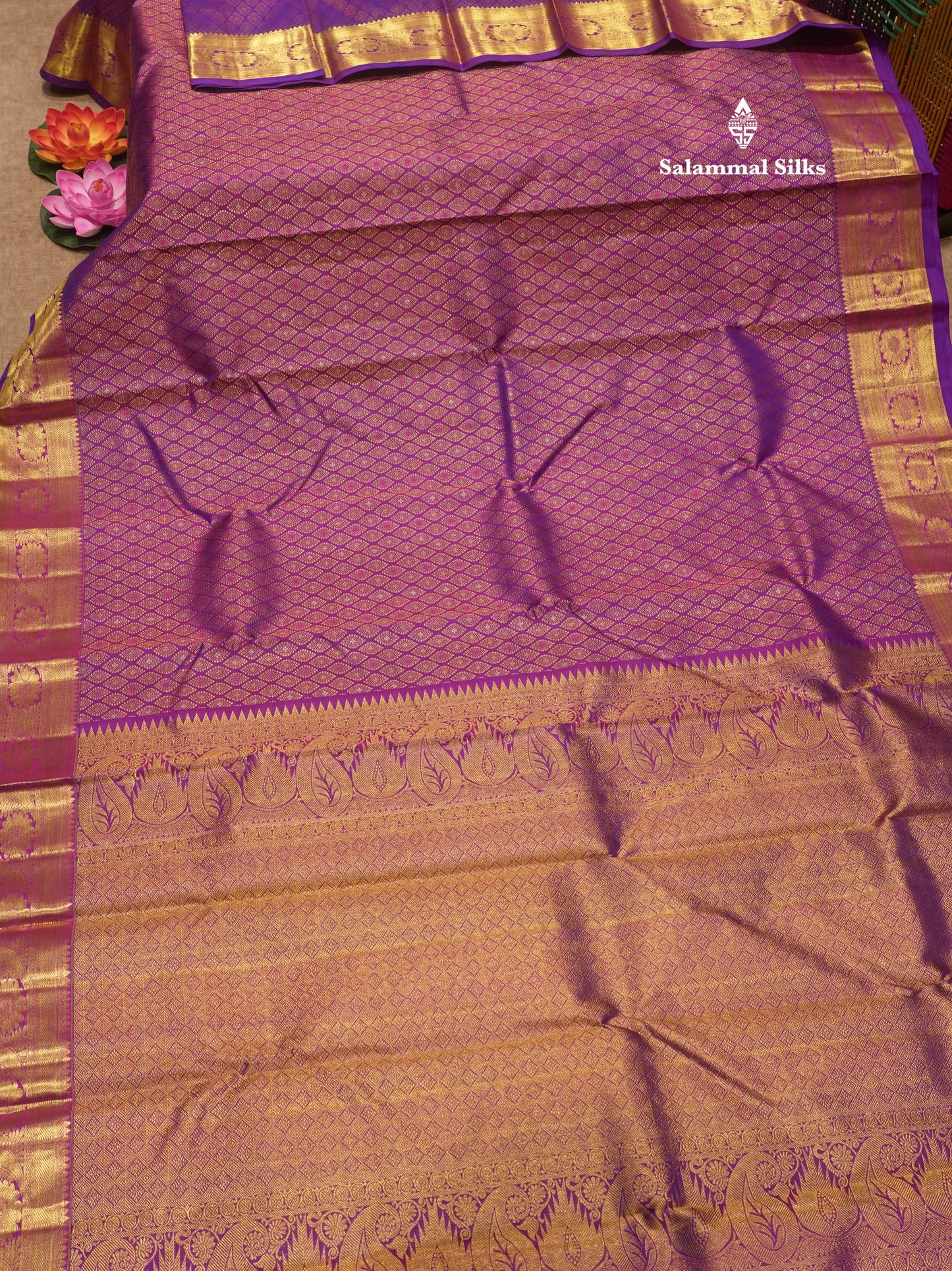 Vadamalli Colour Pure Kanjivaram Silk Saree With Gold Zari Border
