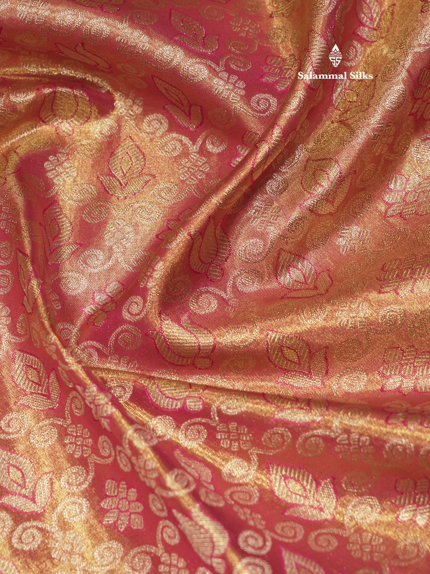 Light Pink Colour Tissue Pure Kanjivaram Silk Saree With Long Gold Zari Border