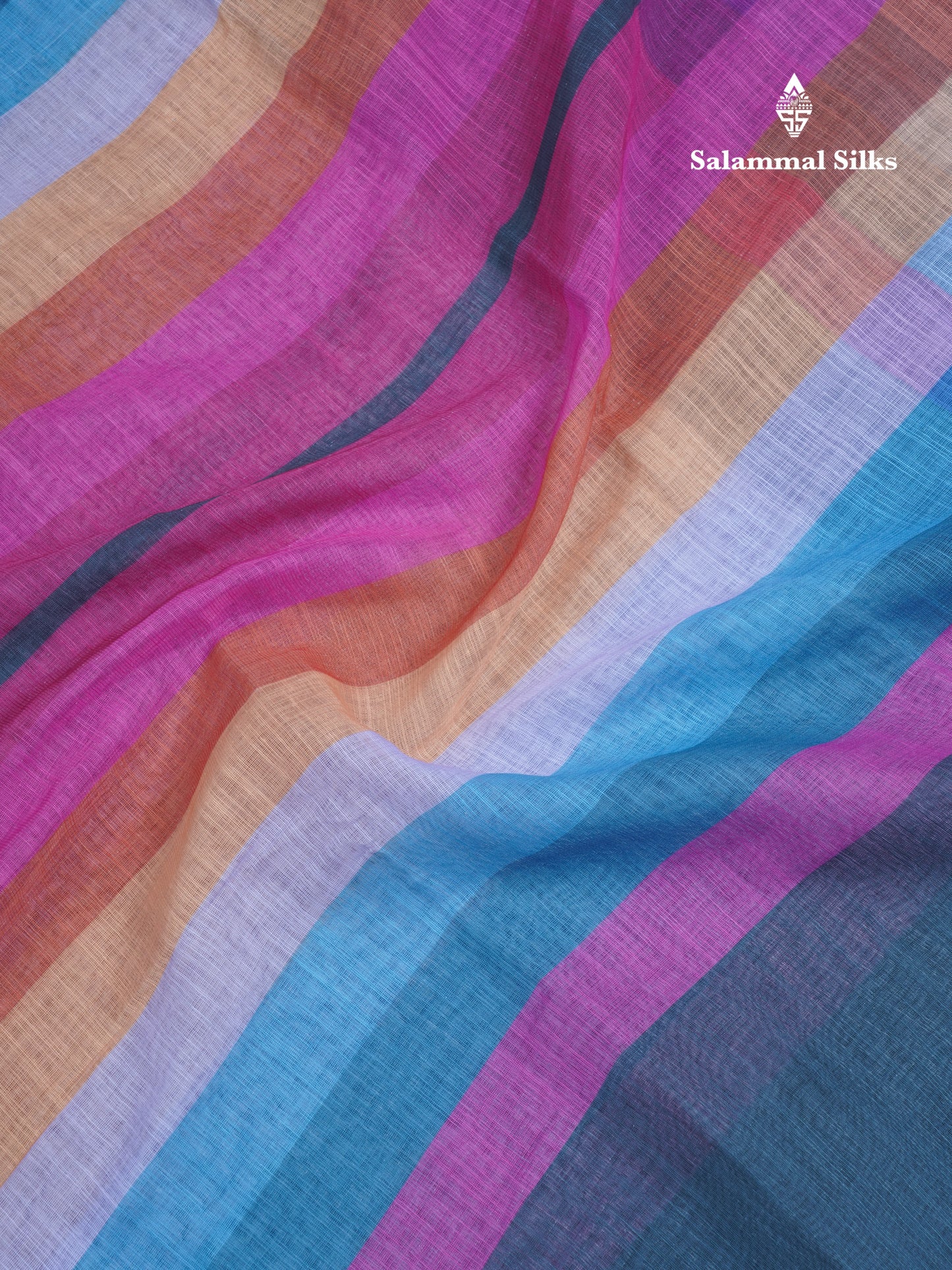 Beautiful Multicolour Rainbow Mul Mul Cotton Saree With Contrast Black Blouse