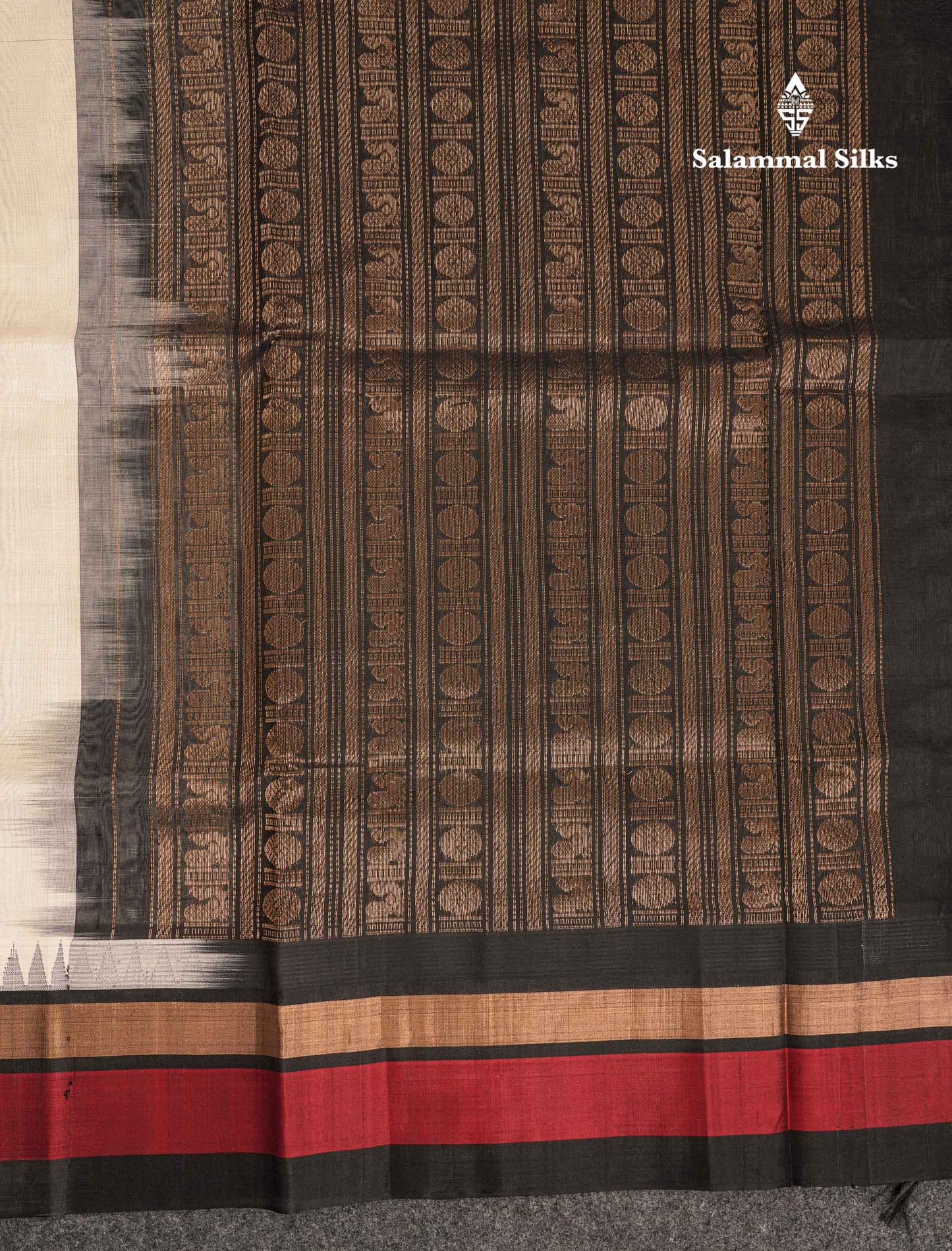 Beautiful Half White Plain Pure Silk Cotton Saree With Contrast Maroon Traditional Border