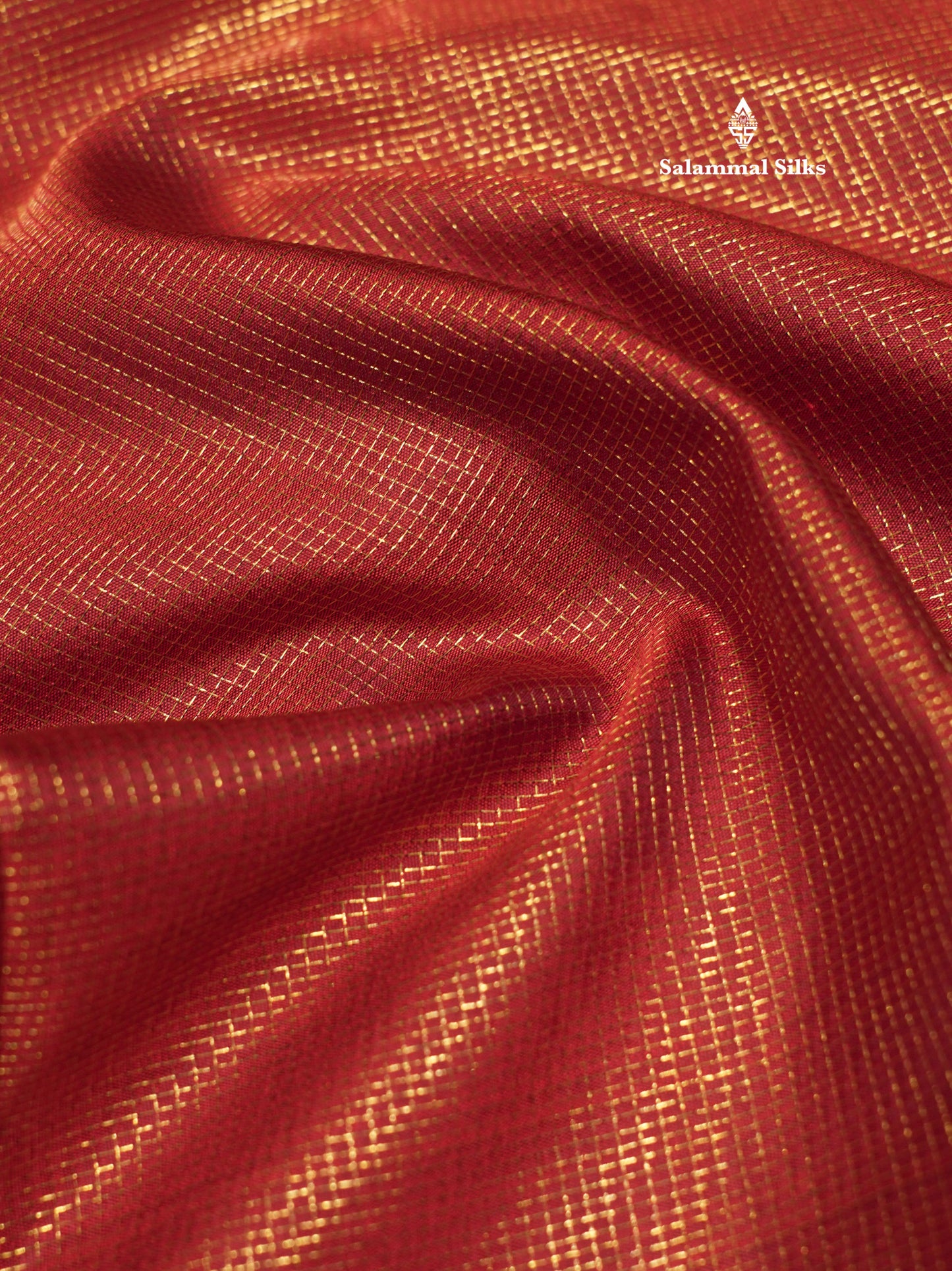 2G Pure Kanjivaram Silk Saree Rust orange Tiny Zari Checks body With Contrast Dark Brown Border