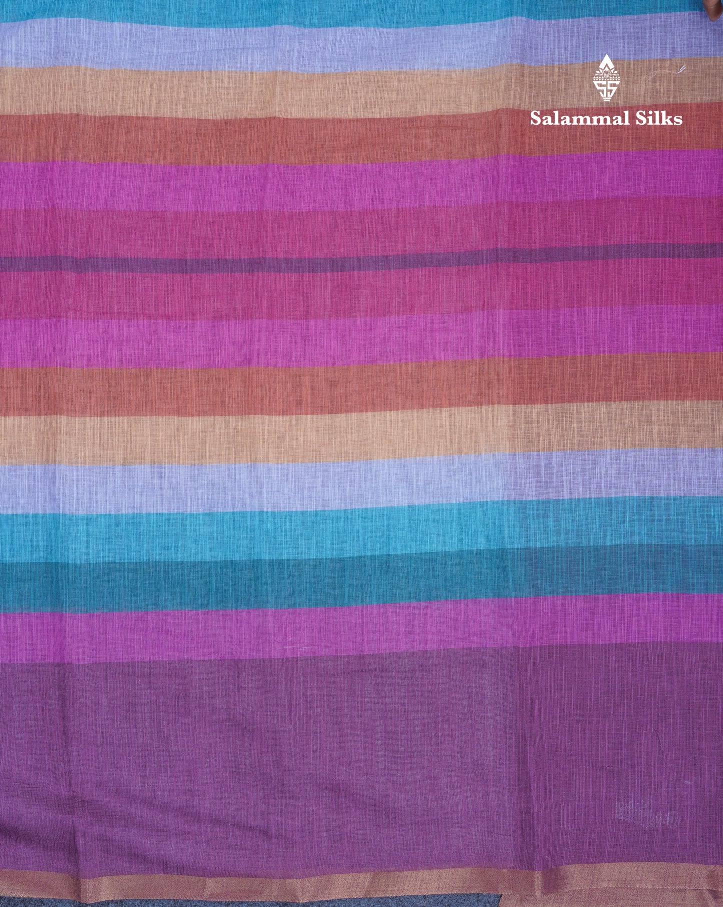 Beautiful Multicolour Rainbow Mul Mul Cotton Saree With Contrast Black Blouse