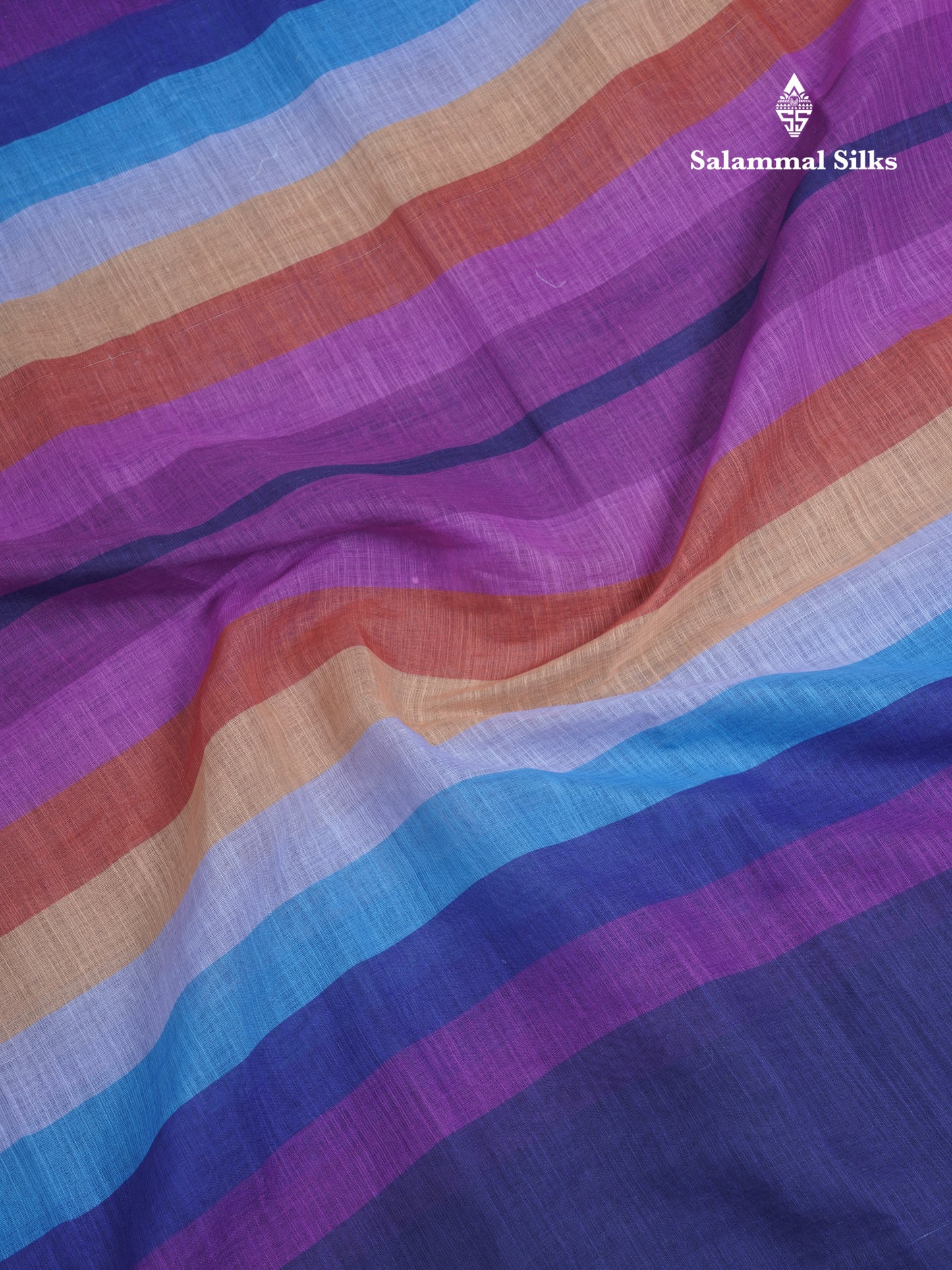 Beautiful Multicolour Rainbow Mul Mul Cotton Saree With Contrast Black Blouse
