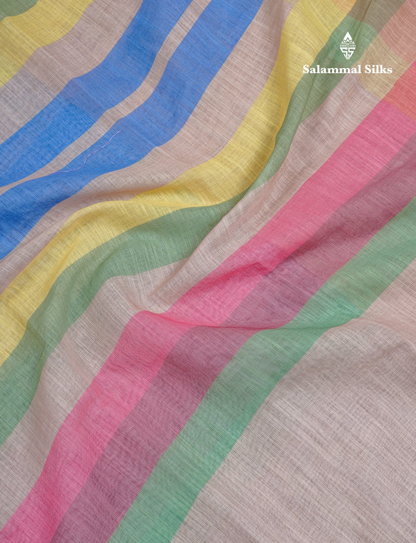 Beautiful Multicolour Rainbow Mul Mul Cotton Saree With Contrast Black Blouse