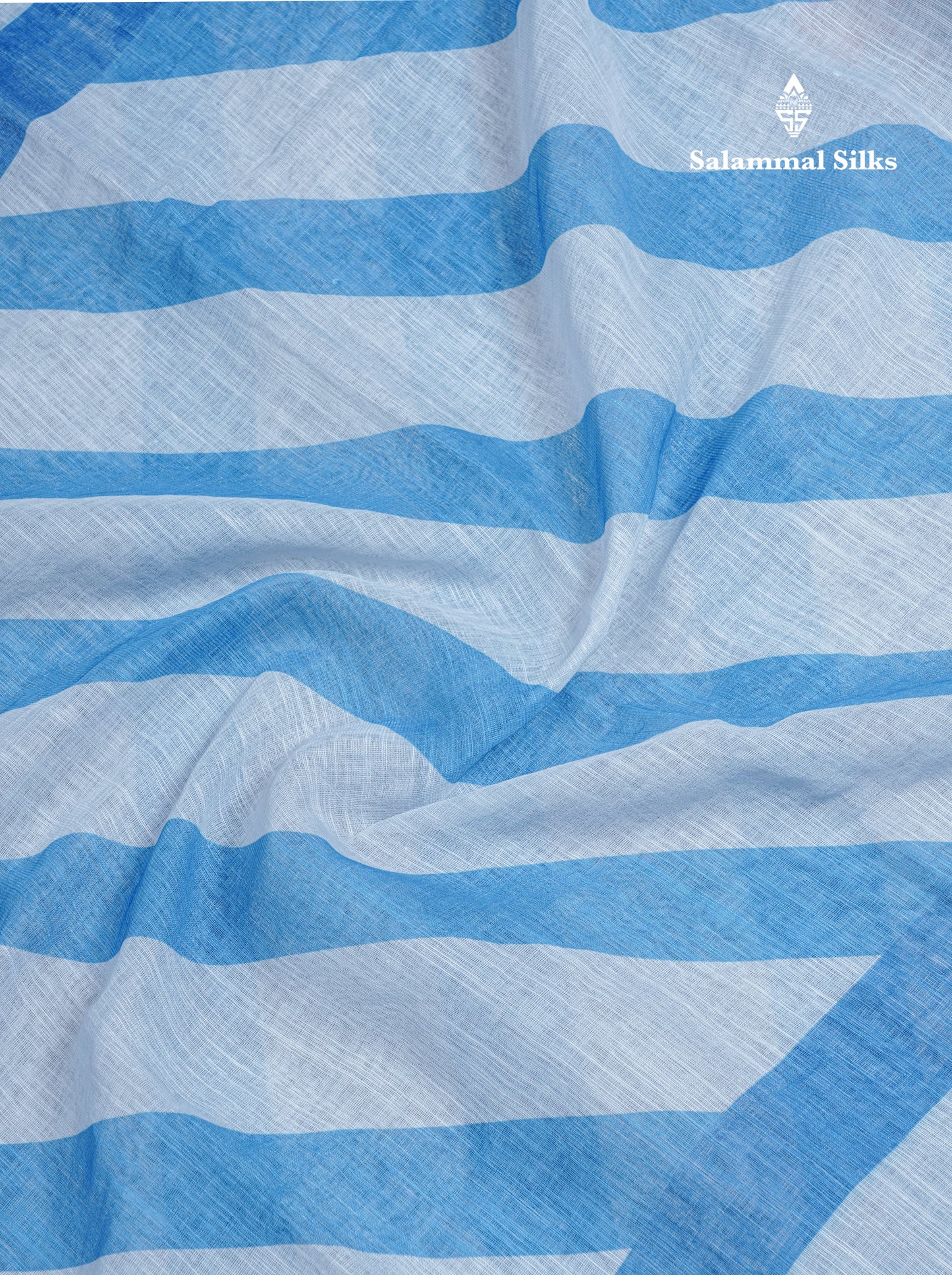 Beautiful Blueish Grey Linen Mix Saree With Flotal Print Small Ribbon Border