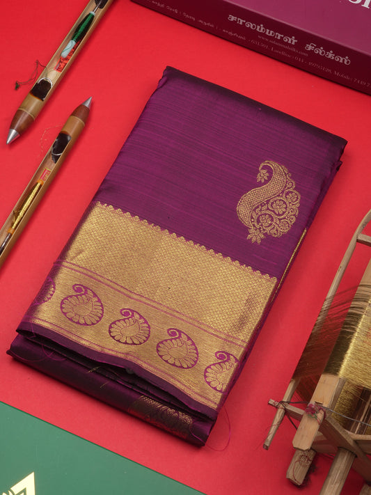 Kanjivaram Beautiful Magenta Pure Silk Saree With Gold Zari Border