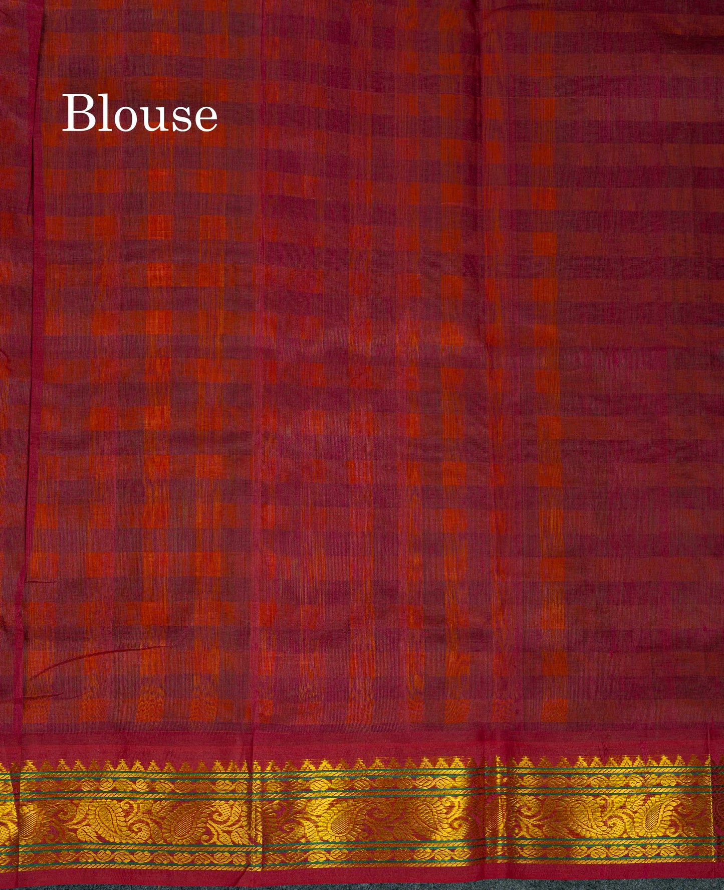 Beautiful Paalum Pazham Checks Pure Silk Cotton Saree With Contrast Dual Tone Maroon Traditional Border