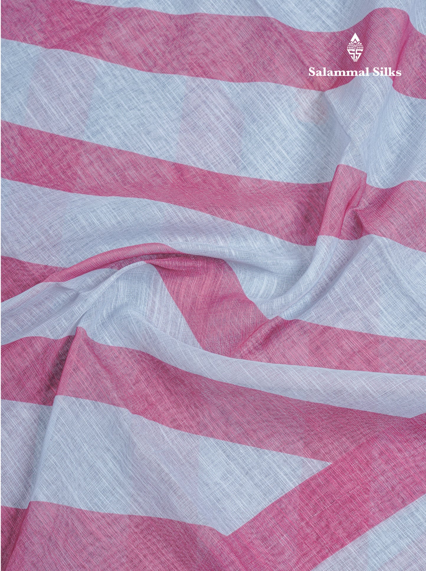 Beautiful Blueish Grey Linen Mix Saree With Flotal Print Small Ribbon Border