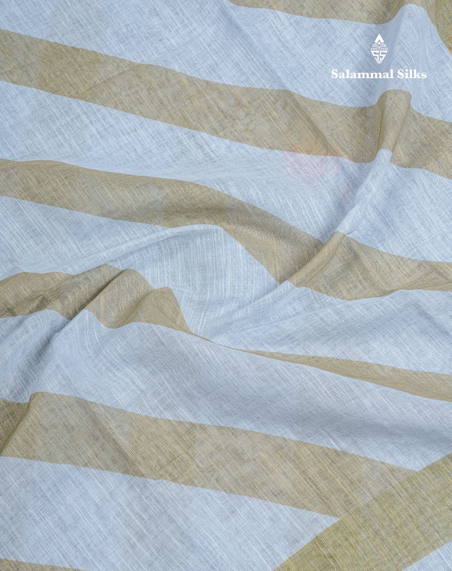 Beautiful Blueish Grey Linen Mix Saree With Flotal Print Small Ribbon Border