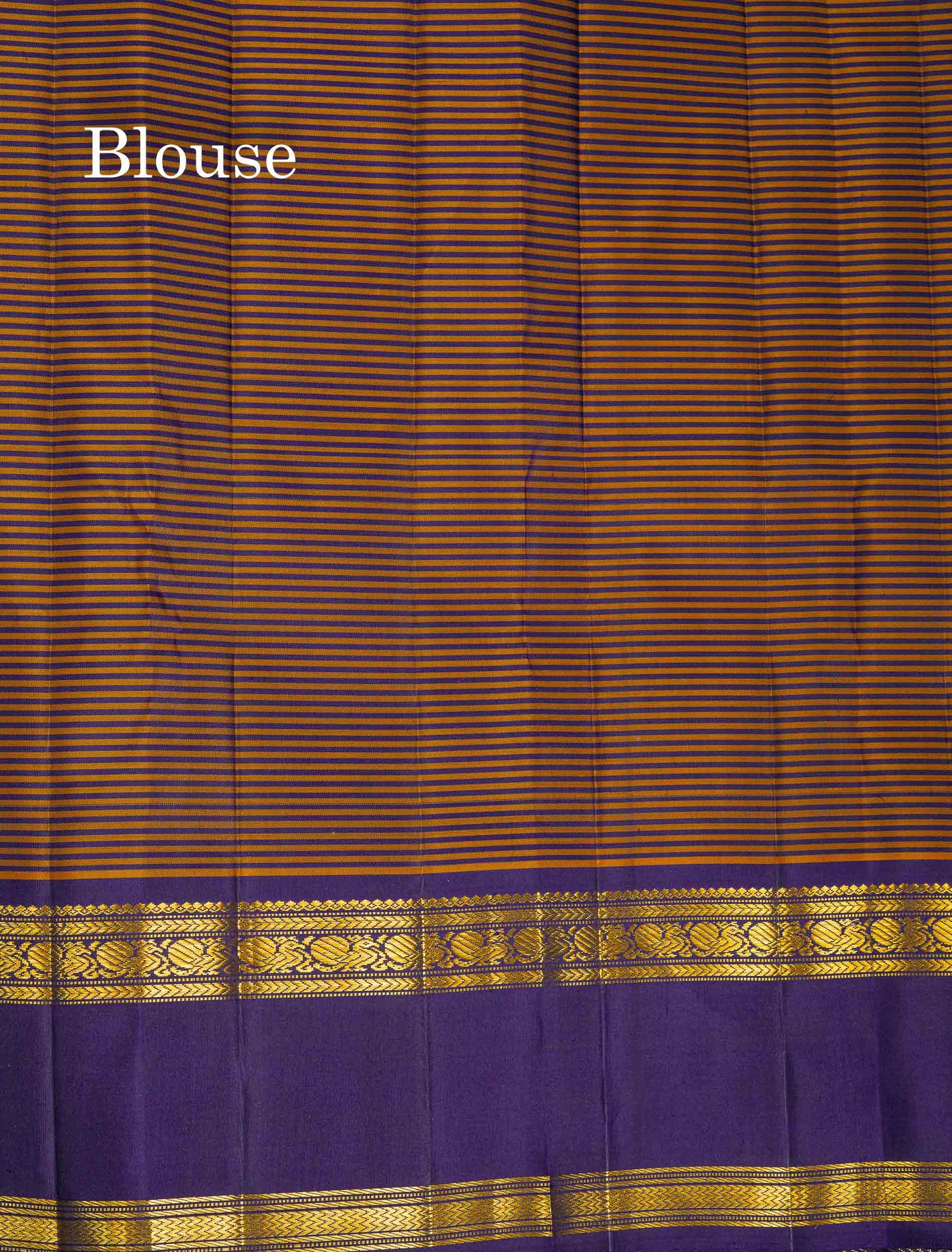 Beautiful Partly Saree With Two Checks Pattern - Yellow Mustard & Yellow Purple Tiny Checks Pure Kanjivaram Silk Saree With Contrast Violet Traditional Gap Border