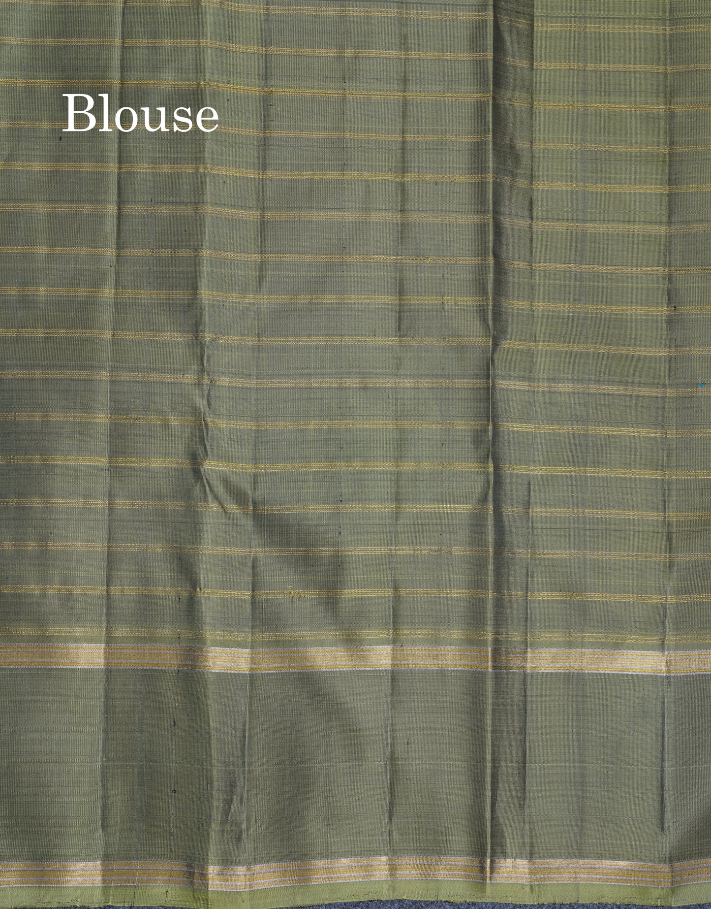 Ramar Blue Zari Checks Pure Kanjivaram Silk Saree With Contrast Army Green Traditional Rettapet Border