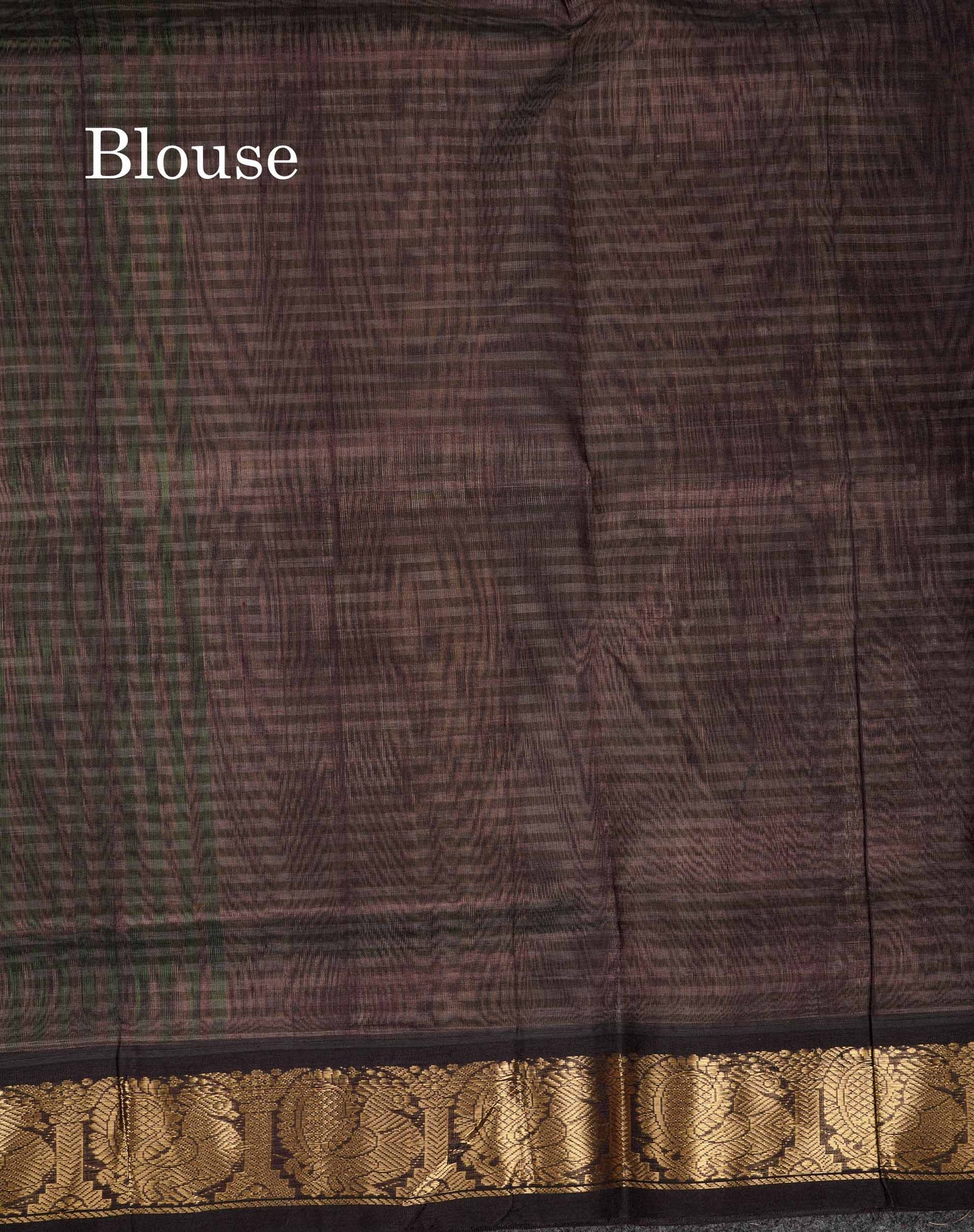 Beautiful Parrot Green & Cream Tiny Checks Pure Silk Cotton Saree With Contrast Dark Purple Traditional Border