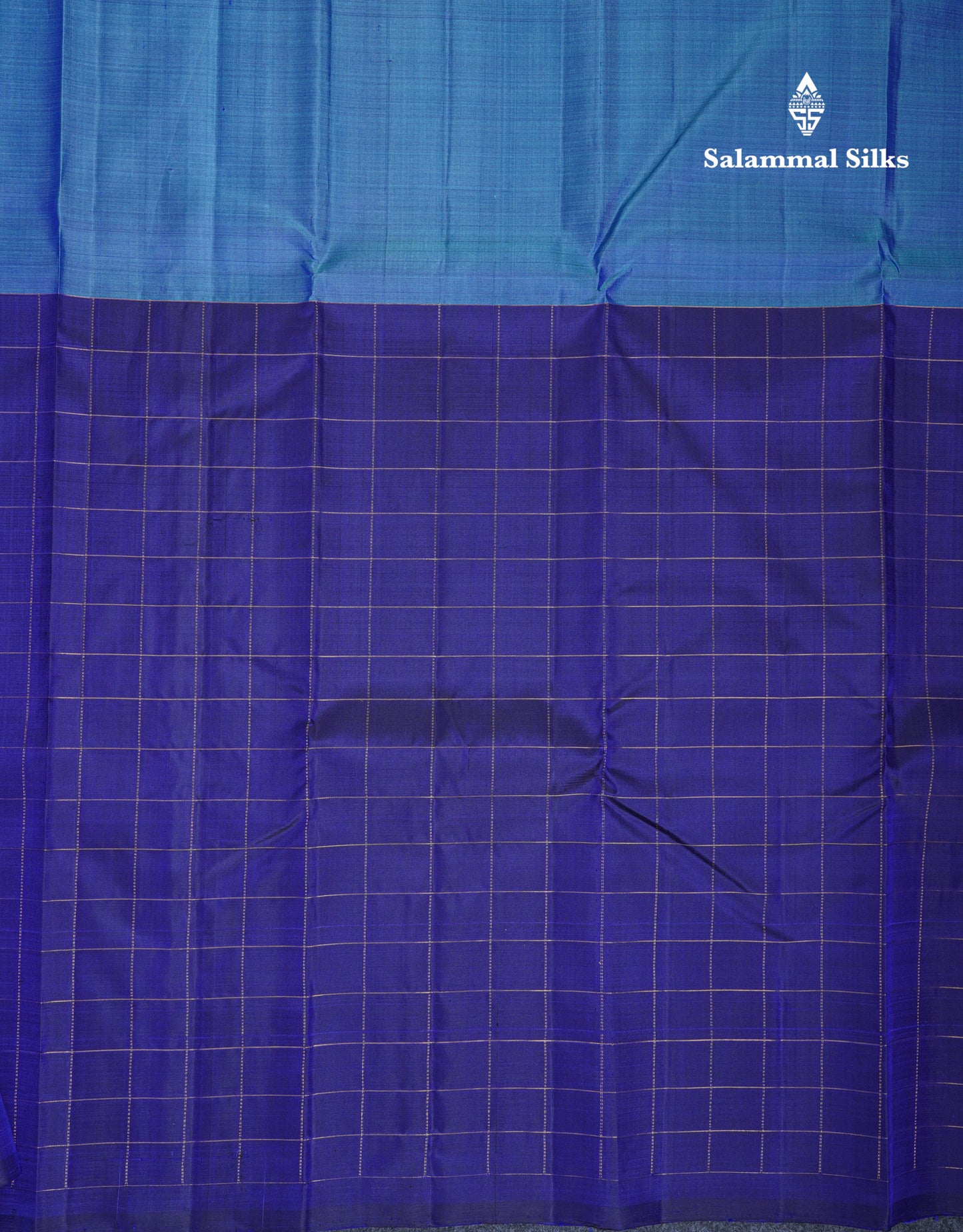 Dual Tone Blue And Violet Half & Half Pure Kanjivaram Silk Saree With Contrast Violet Blouse