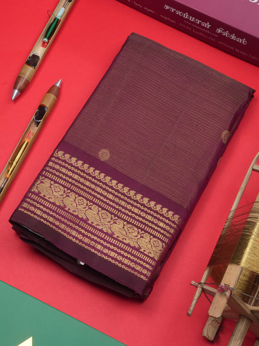 Magenta Colour Vaira Oosi Pure Kanjivaram Silk Saree with Gold Zari Border