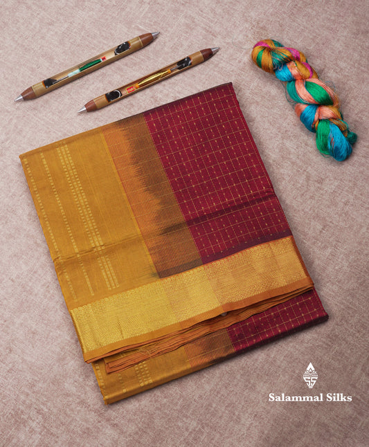 Brown Colour Pure Silk Cotton Saree With Mustard Yellow Border