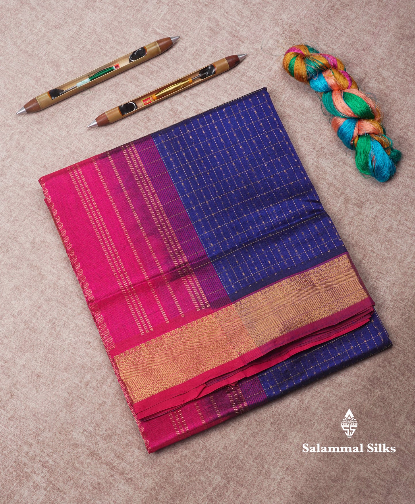 Lakshadeepam Violet Colour Pure Silk Cotton Saree With Contrast Parrot Green Border