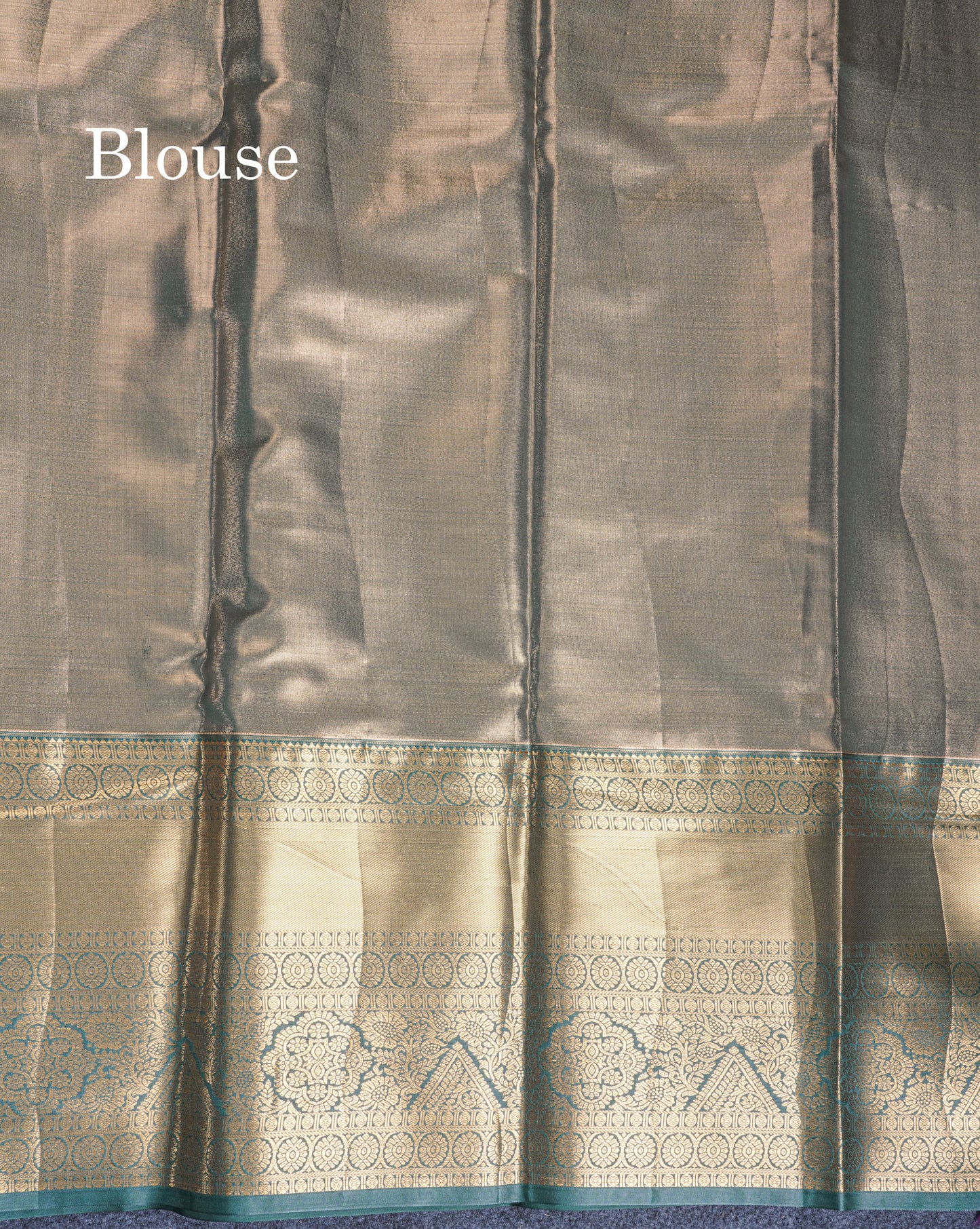 Peach Tissue Bridal Semi Silk Saree With Contrast Bottle Green Border