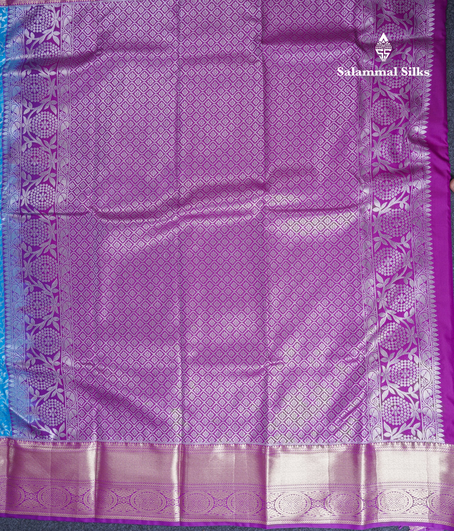 Sky Blue Bridal Semi Silk Saree With Contrast Vadamalli Border