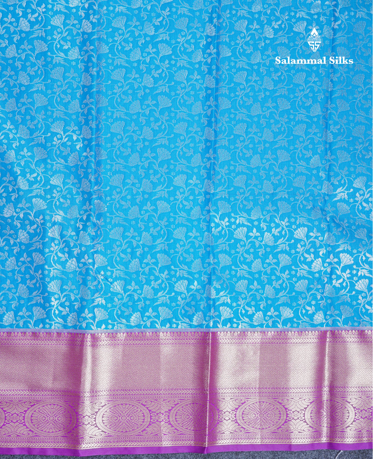 Sky Blue Bridal Semi Silk Saree With Contrast Vadamalli Border