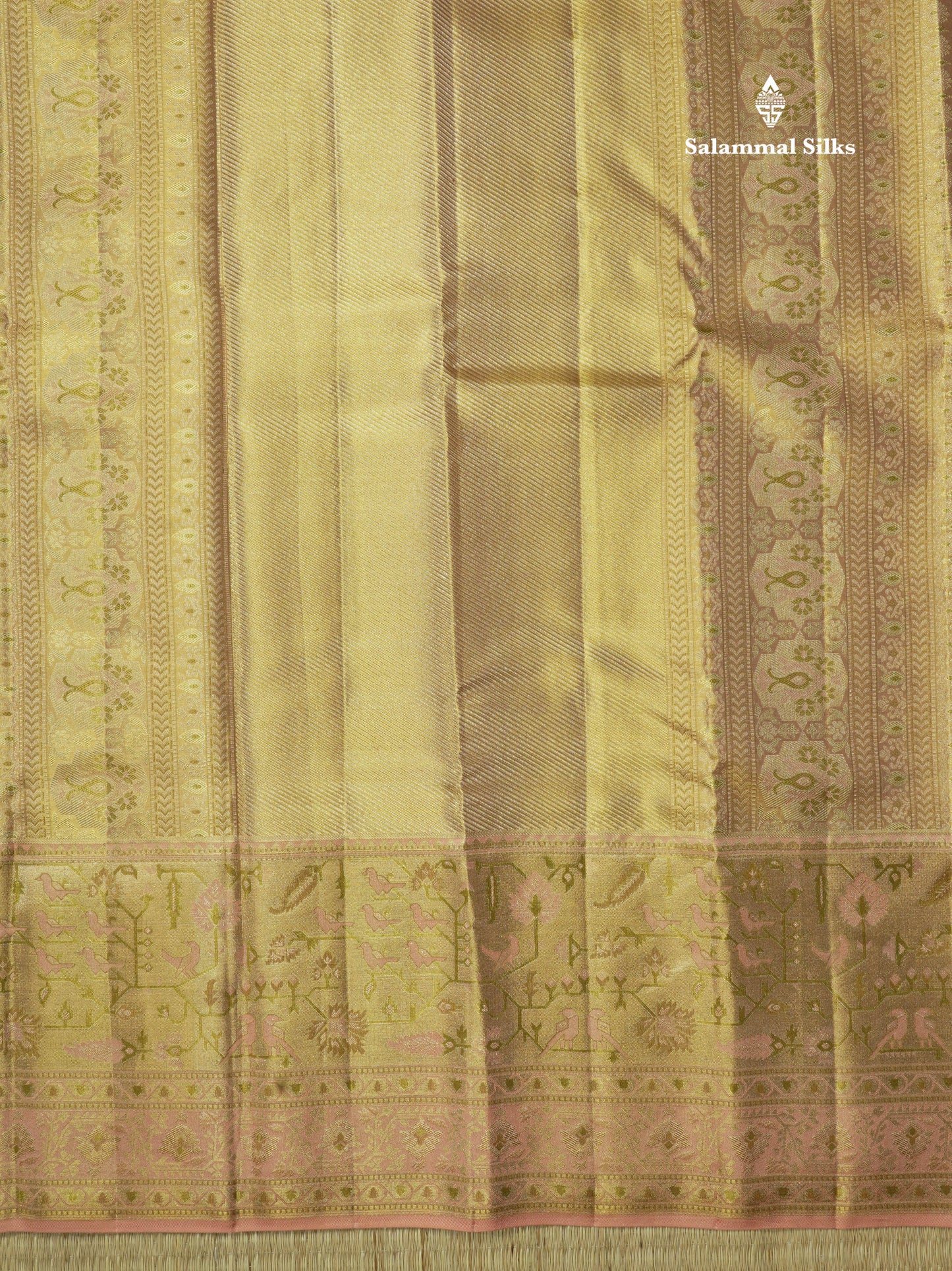 Pink Tissue Bridal Pure Kanjivaram Silk Saree With Meenakari Work Border