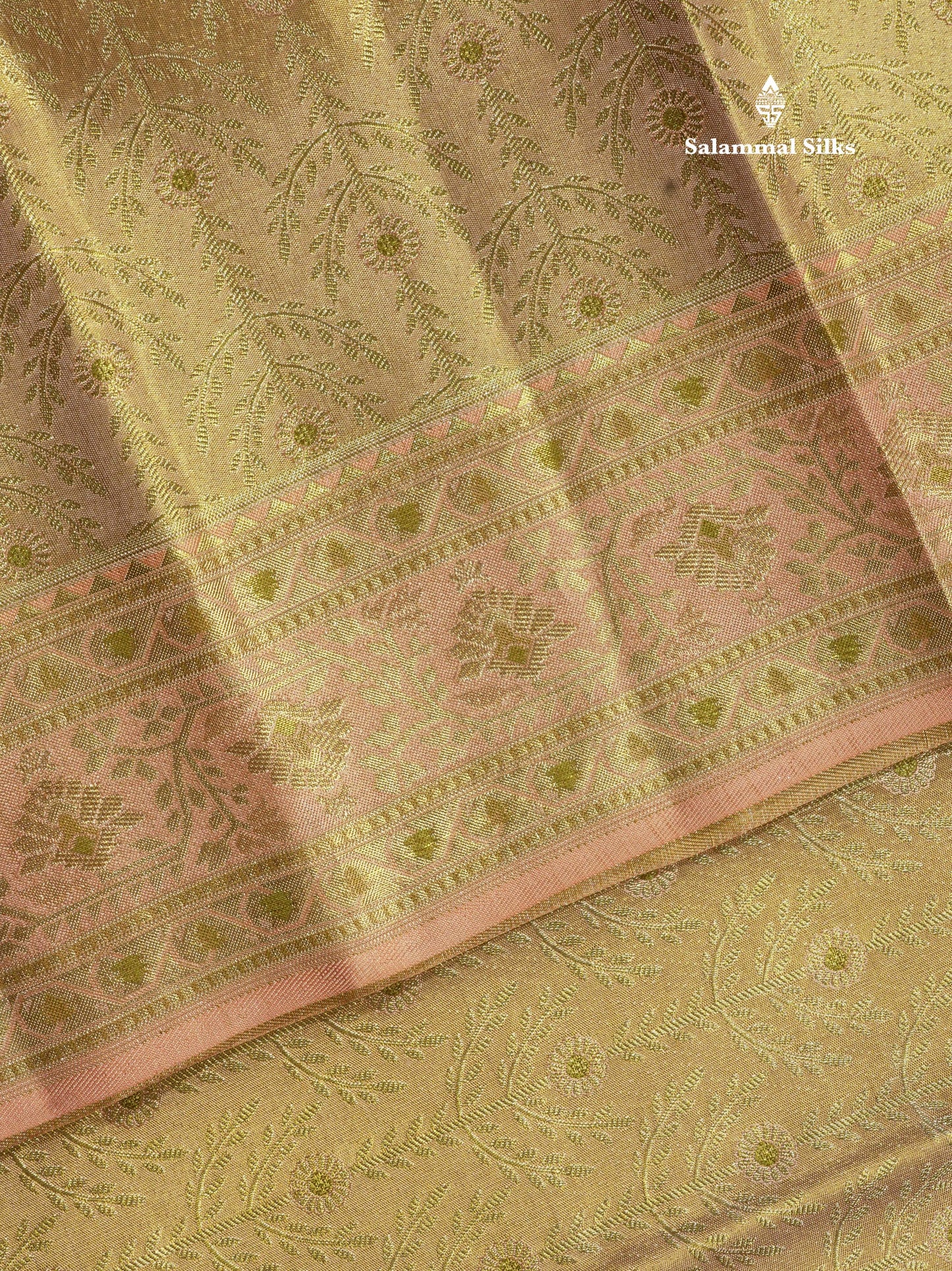 Pink Tissue Bridal Pure Kanjivaram Silk Saree With Meenakari Work Border