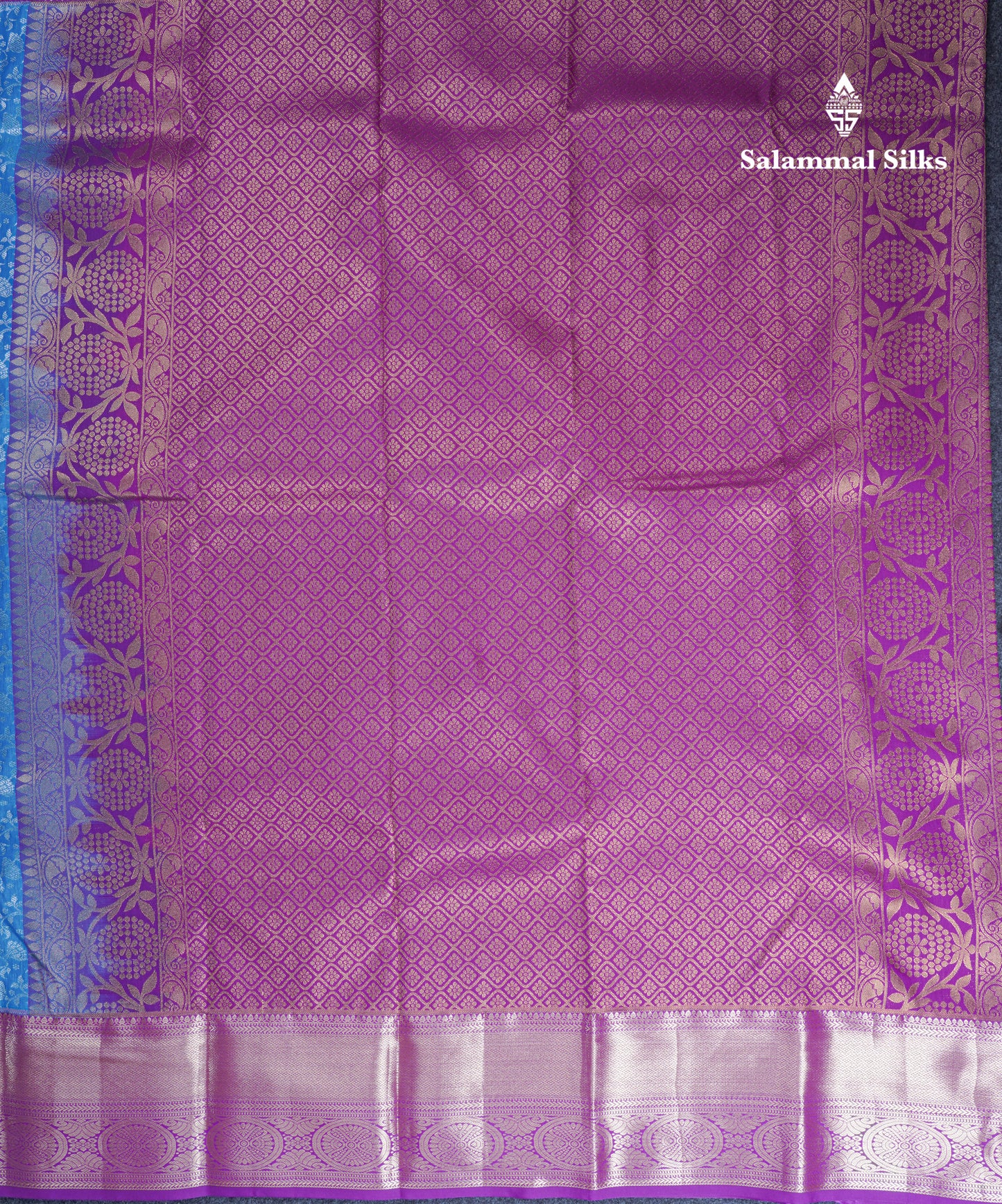 Sky Blue Bridal Semi Silk Saree With Contrast Vadamalli Border