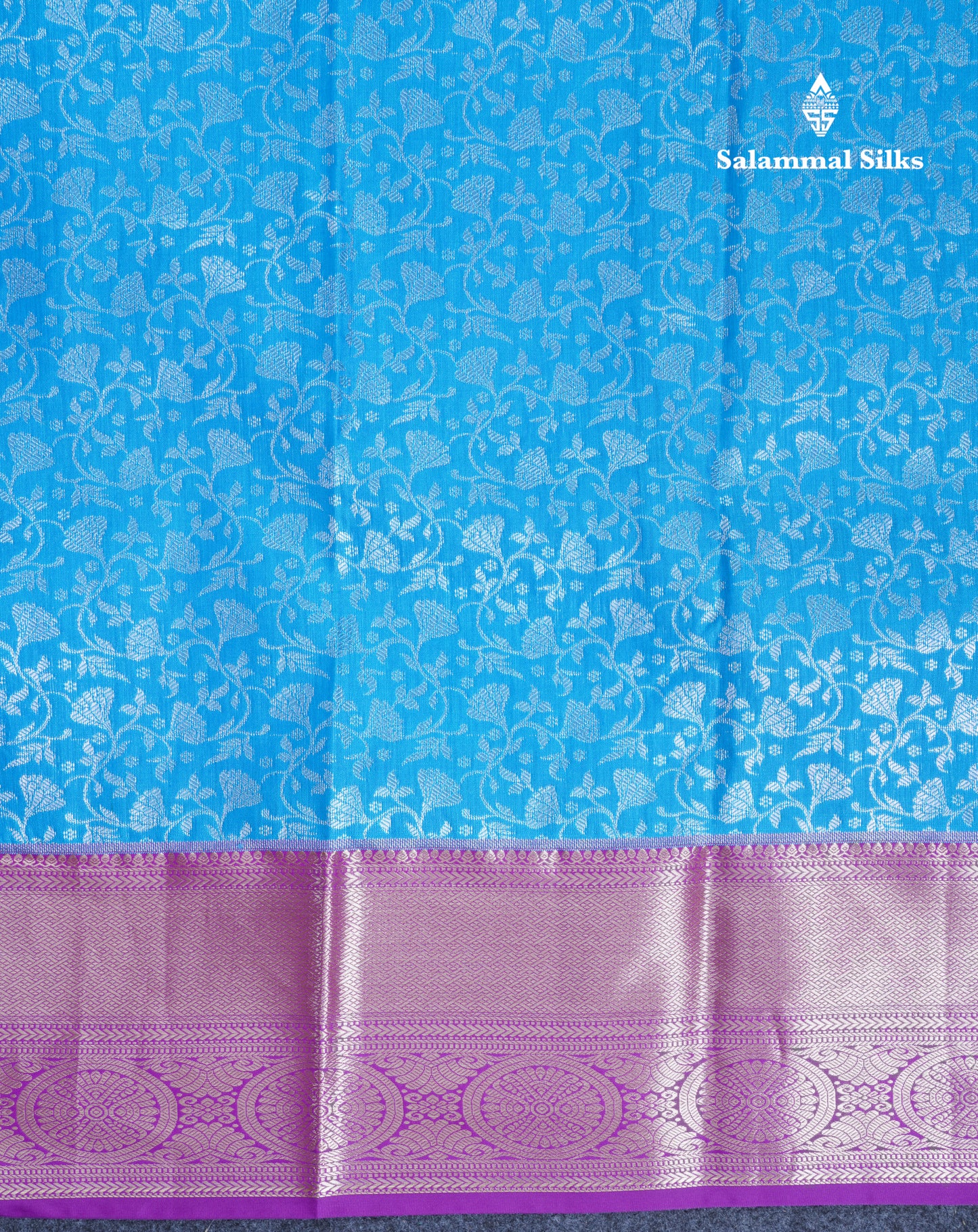 Sky Blue Bridal Semi Silk Saree With Contrast Vadamalli Border