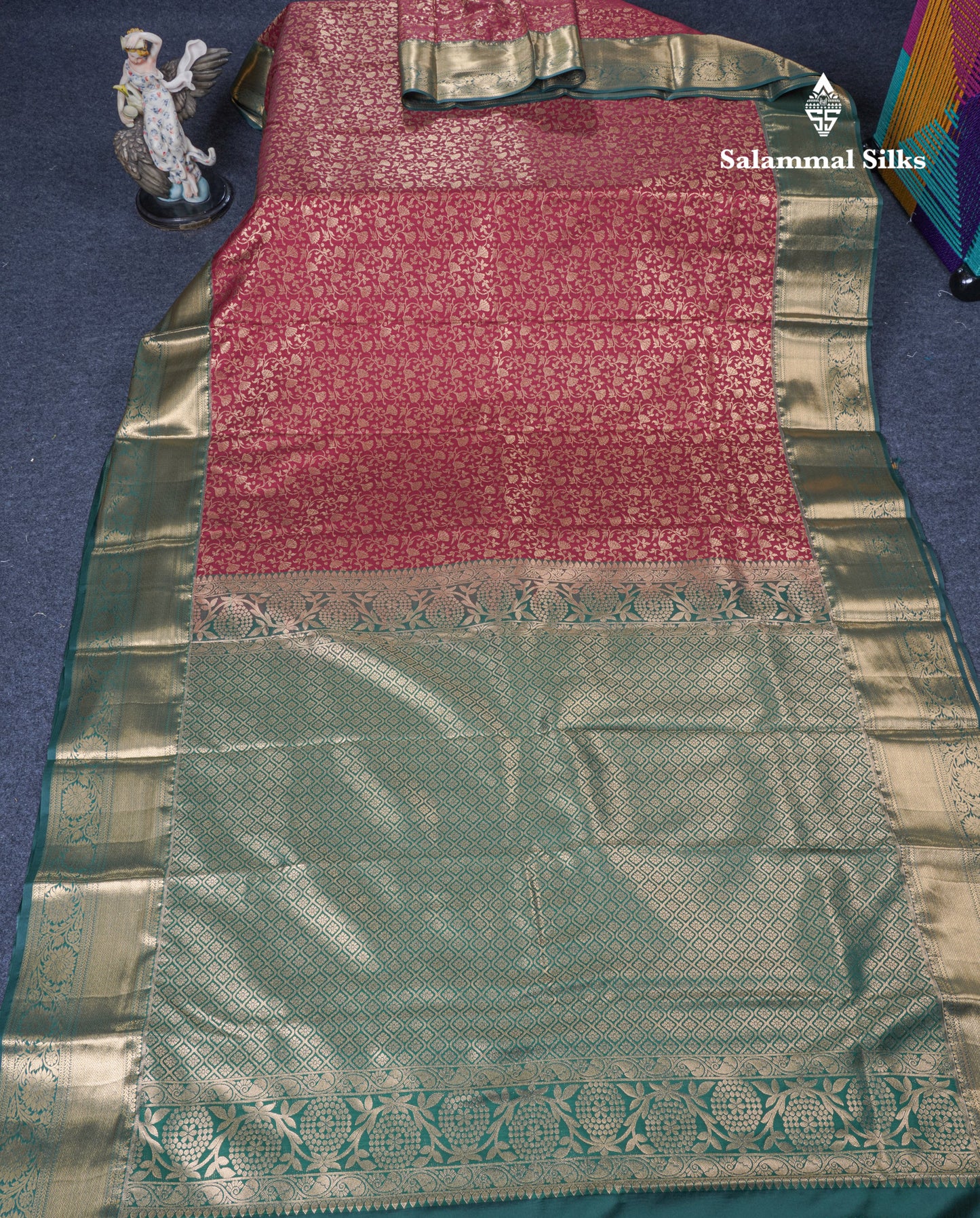 Sky Blue Bridal Semi Silk Saree With Contrast Vadamalli Border