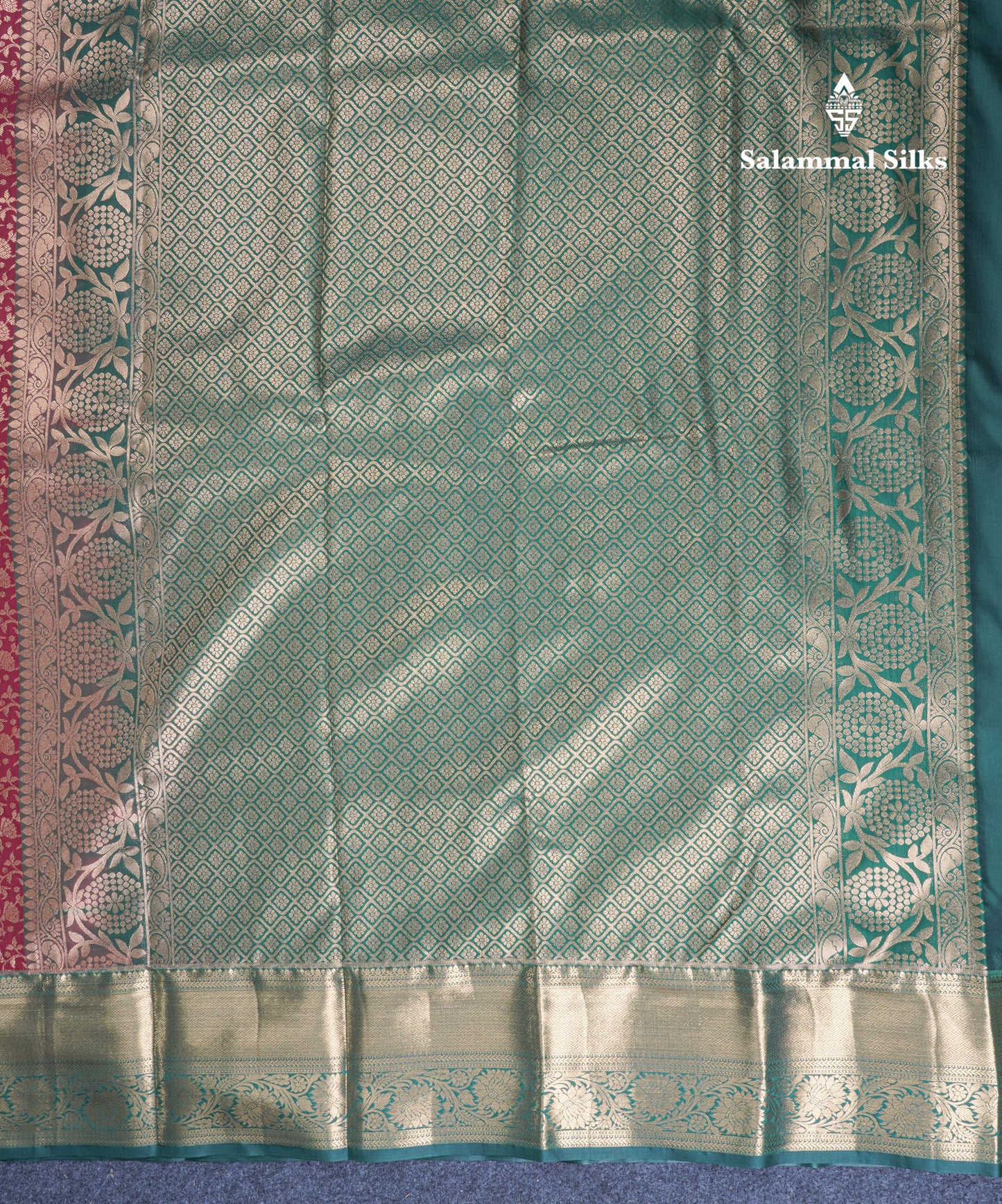 Sky Blue Bridal Semi Silk Saree With Contrast Vadamalli Border