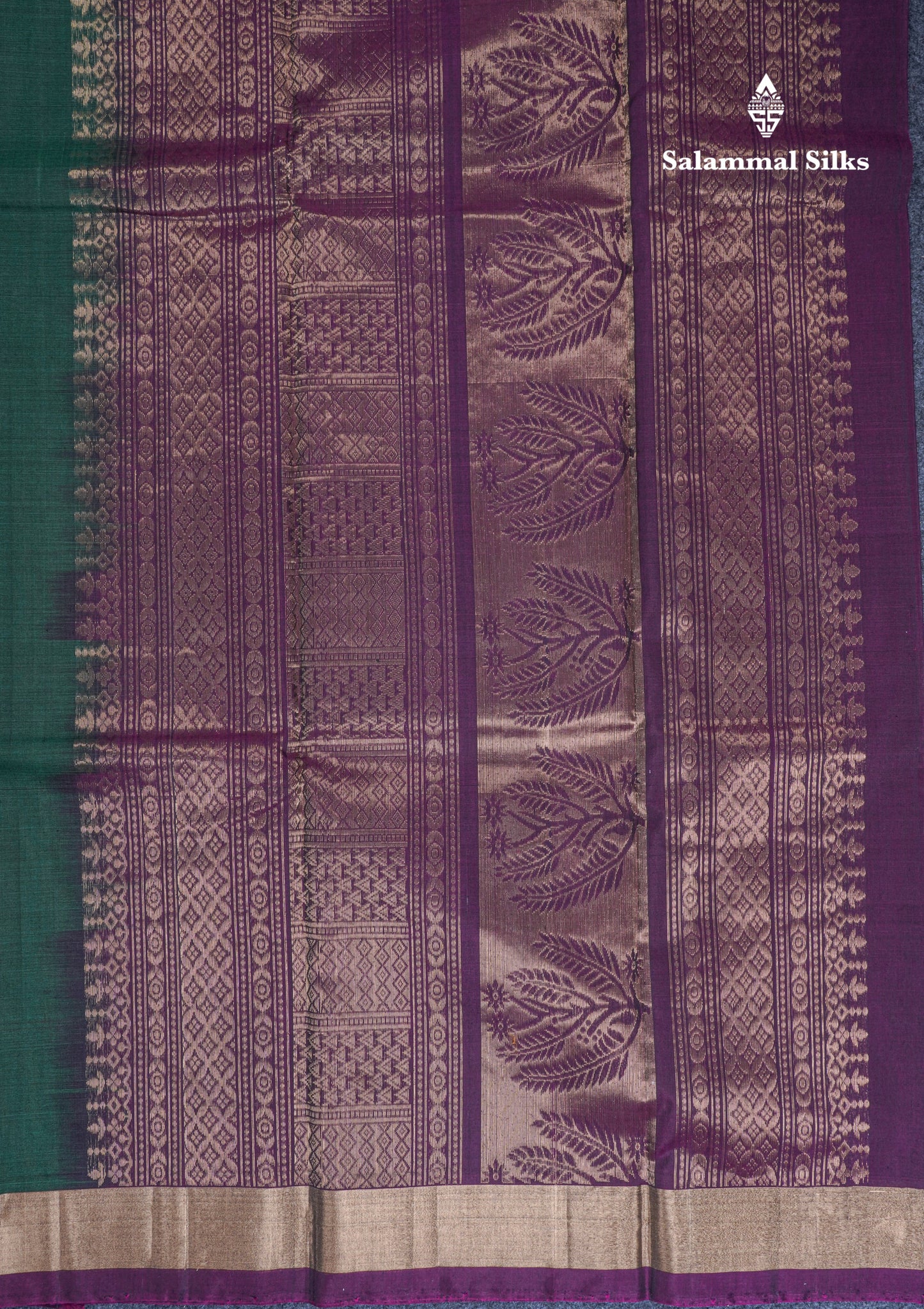 Beautiful Bottle Green SICO Cotton Saree With Contrast Dark Magenta Blouse