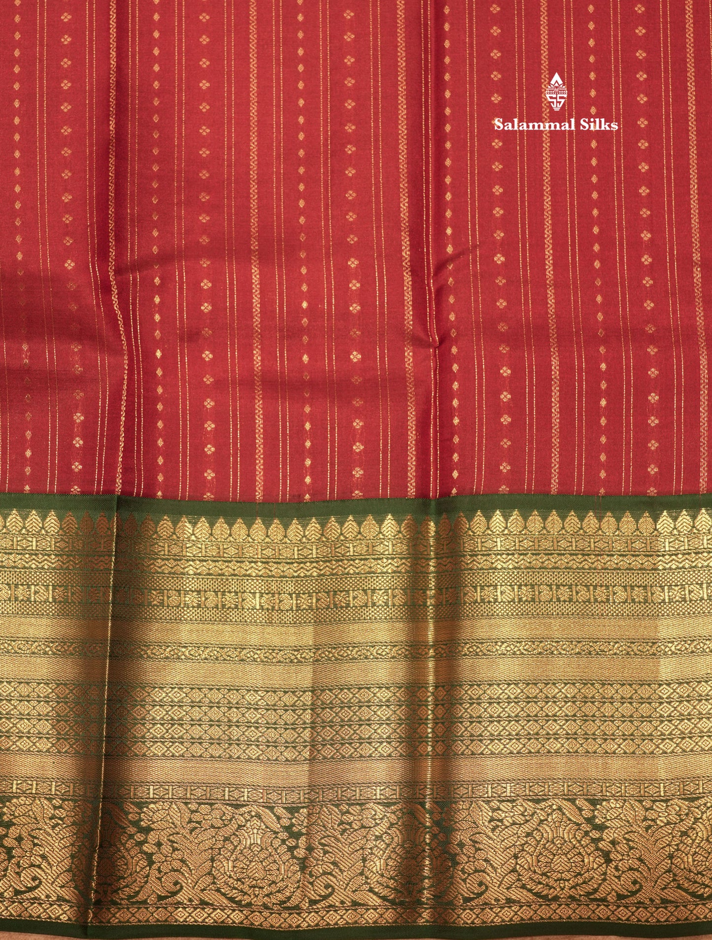 Brown Colour Pure Kanjivaram Silk Saree with Bottle Green Border